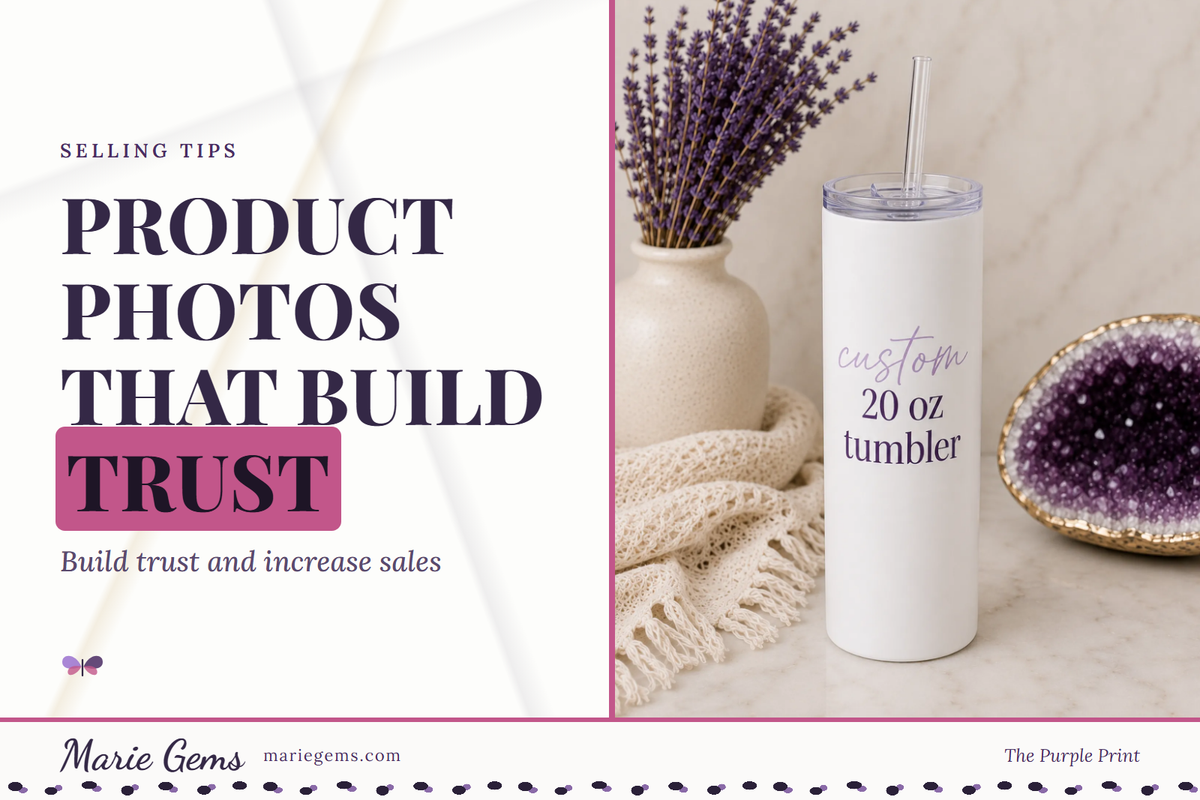 Custom 20 oz Stainless Steel Tumbler from Marie Gems, featured image for Product Photos That Build Trust