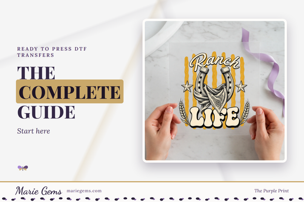 Ranch Life Horseshoe Bandana Ready-to-Press DTF Transfer from Marie Gems, featured image for The Complete Guide