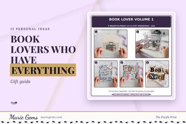 Book Lover Volume 1 5-Pack 12x12 DTF Transfer Bundle from Marie Gems, featured image for Book Lovers Who Have Everything