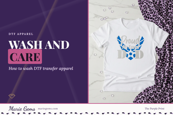 Custom 12x12 Ready-to-Press DTF Transfer from Marie Gems, featured image for Wash and Care