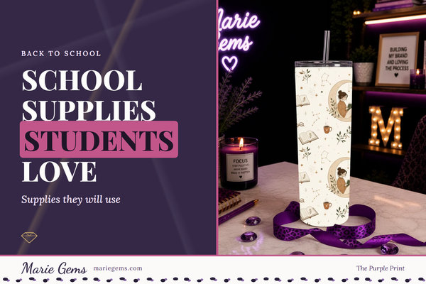 Cozy Bookworm 20 oz Stainless Steel Tumbler from Marie Gems, featured image for School Supplies Students Love