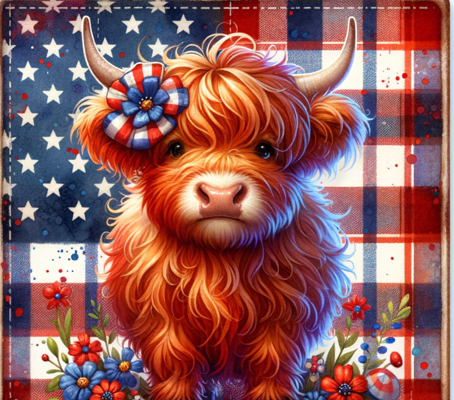 Patriotic Highland Cow 20 oz Tumblers: Festive 4th of July & USA Flag Designs | Insulated Drinkware