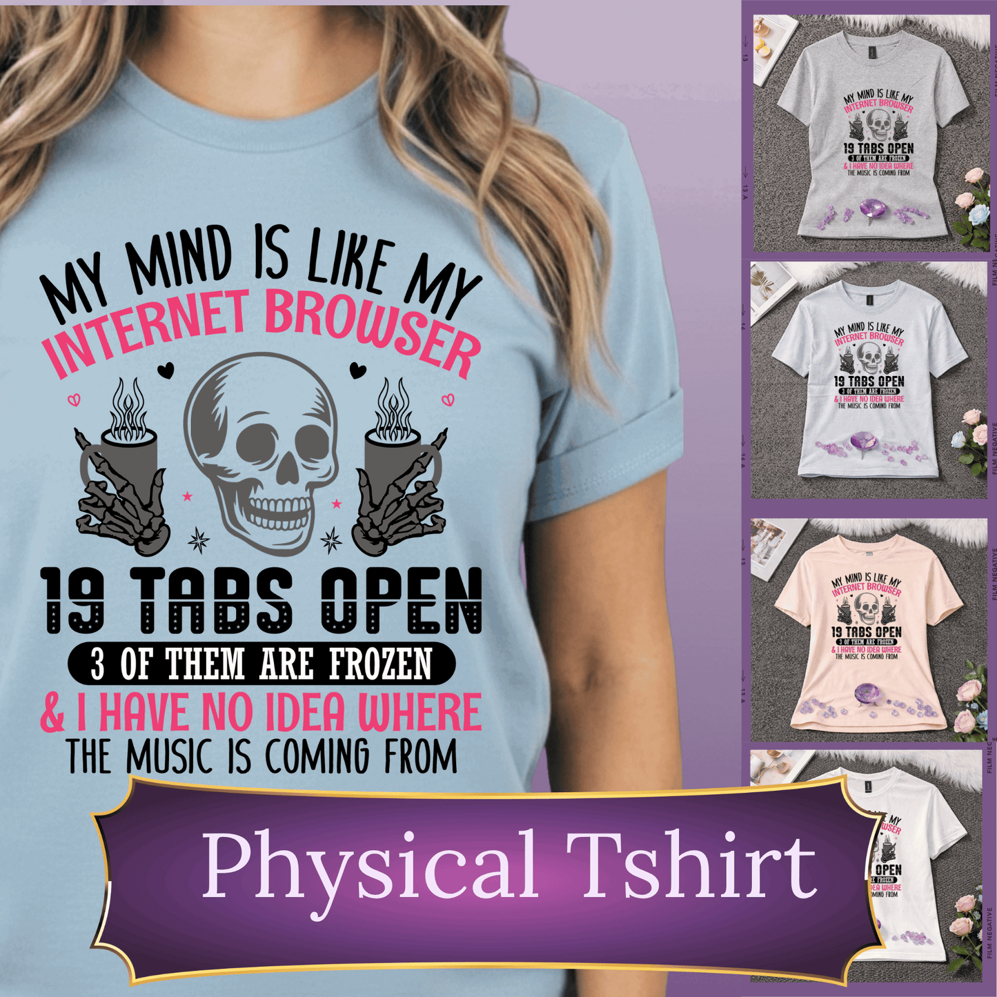 19 Tabs Open T-Shirt | Overthinking Brain Tee | Funny Mental Load Shirt
