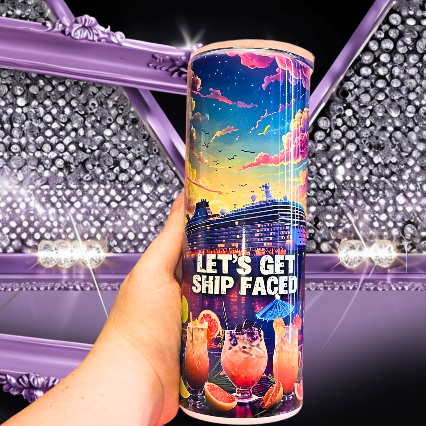 Let's Get Ship Faced 20 oz Stainless Steel Tumbler for Cruise Lovers - Fun Nautical Drinkware