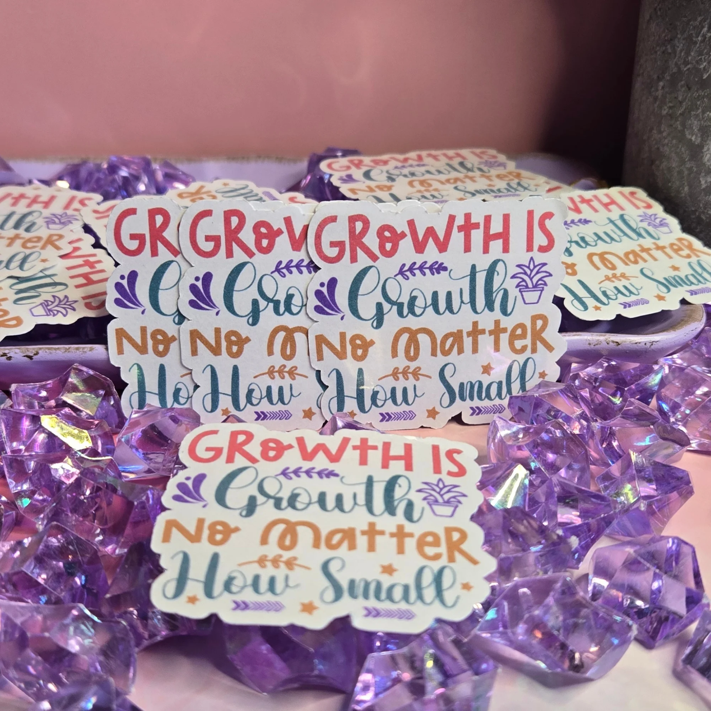 Growth is Growth Sticker - Inspirational & Motivational Vinyl Decal for Laptops, Water Bottles, & Journals by Marie Gems