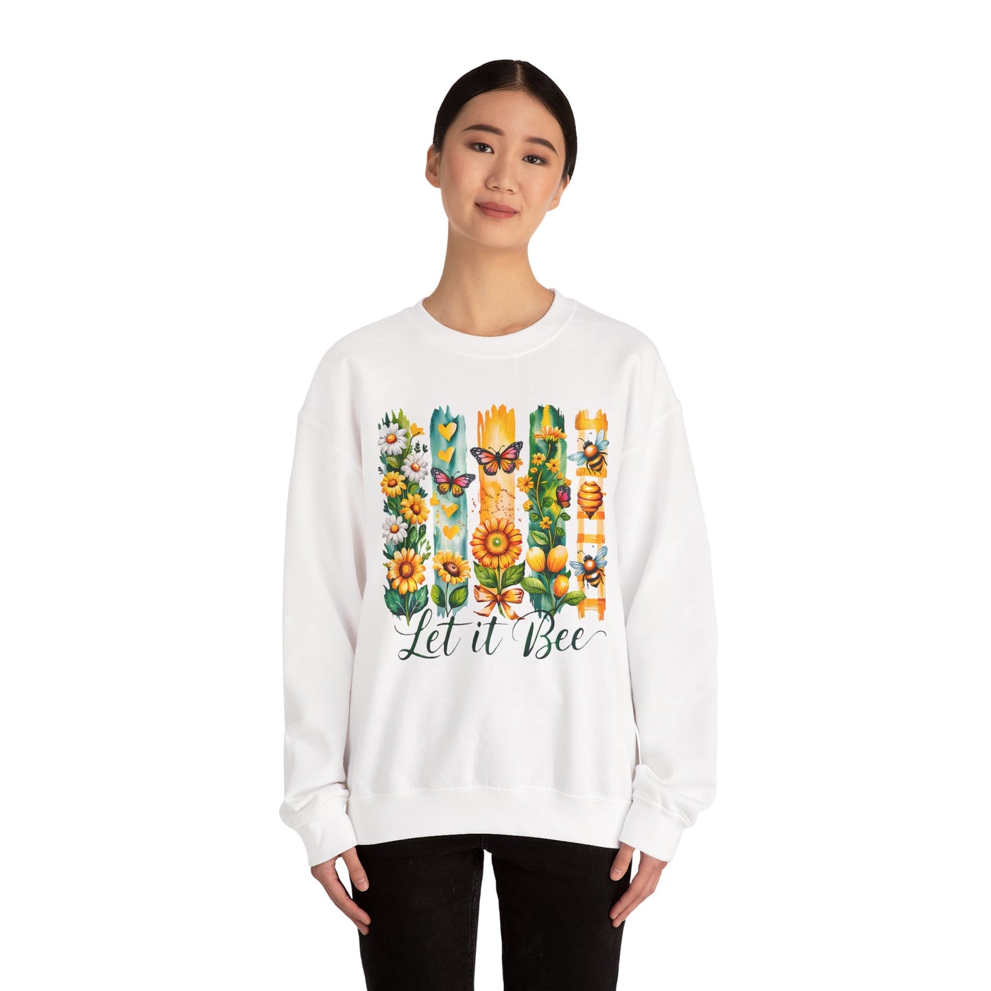 Floral & Insect "Let It Bee" Sweatshirt - Cozy Nature-Inspired Pullover