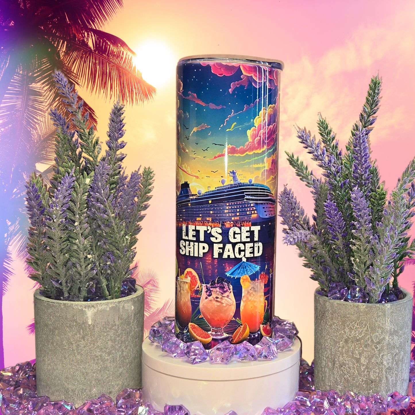 Let's Get Ship Faced 20 oz Stainless Steel Tumbler for Cruise Lovers - Fun Nautical Drinkware