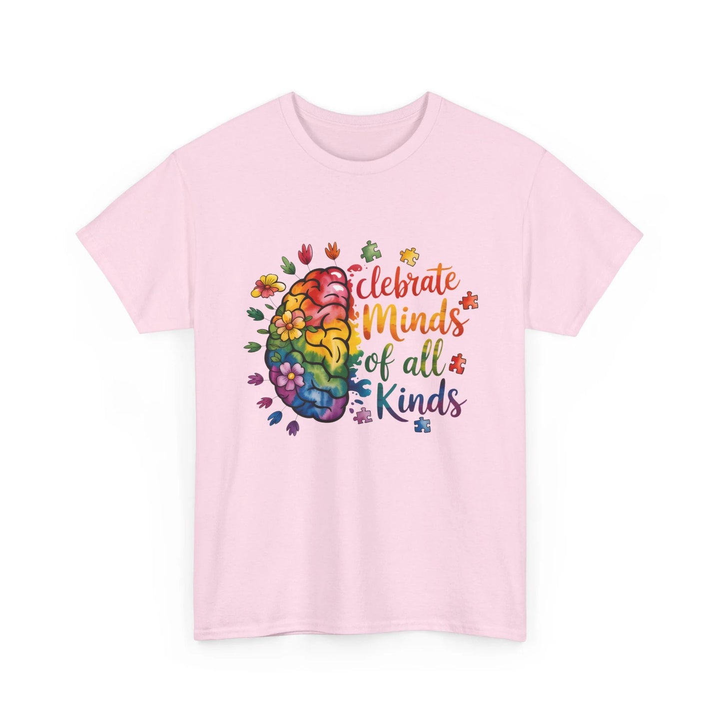 Celebrate All Kinds Autism Awareness Unisex Heavy Cotton Tee – Neurodiversity Pride Gift Shirt by Printify