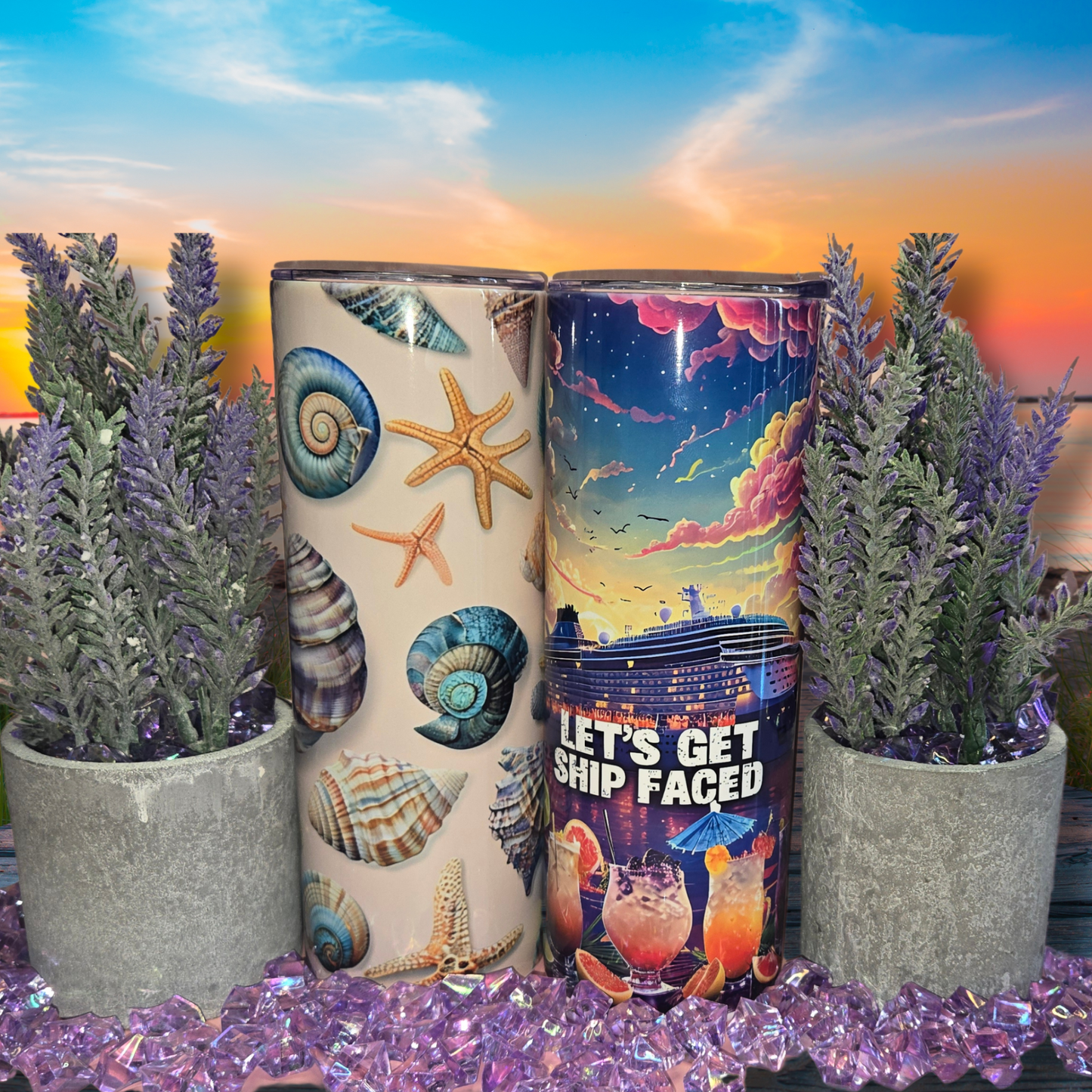 Let's Get Ship Faced 20 oz Stainless Steel Tumbler for Cruise Lovers - Fun Nautical Drinkware