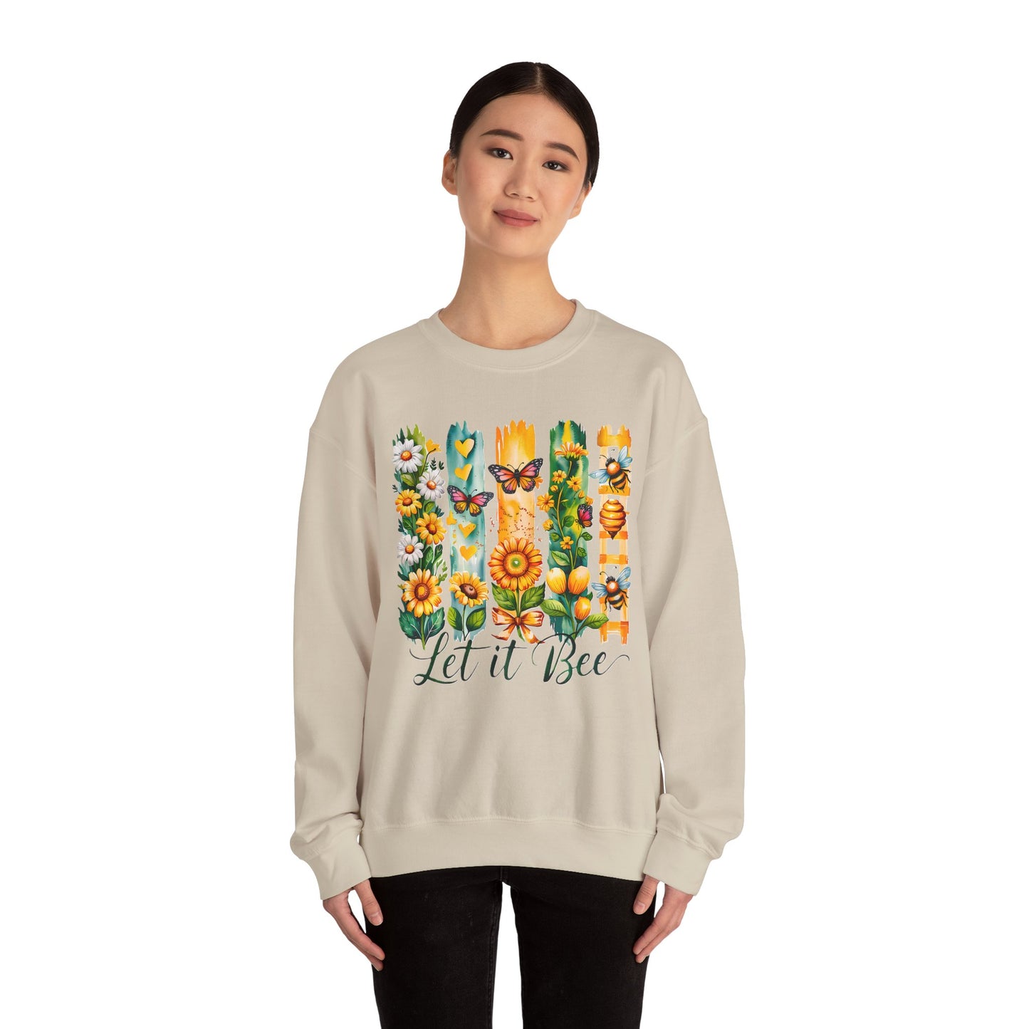 Floral & Insect "Let It Bee" Sweatshirt - Cozy Nature-Inspired Pullover