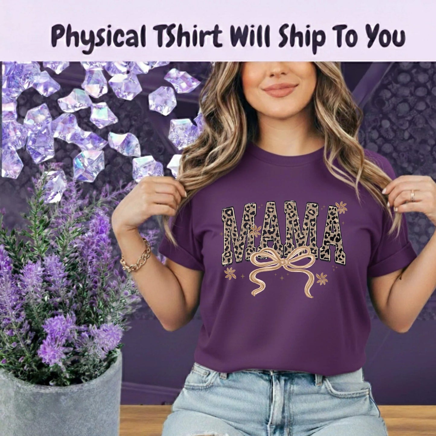 Mama Cheetah Print T Shirt Western Boho Graphic Tee For Moms With Floral Accents by Marie Gems