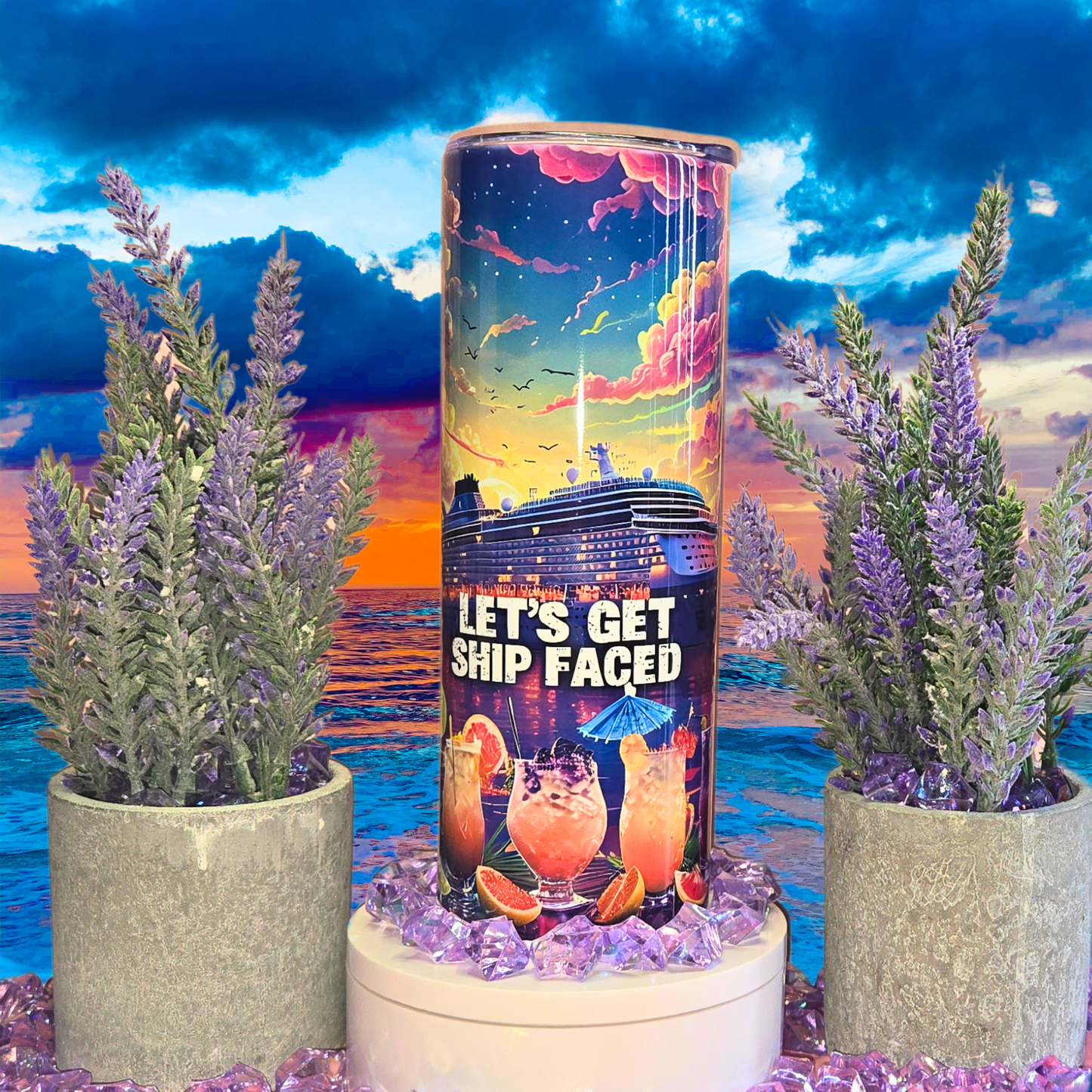 Let's Get Ship Faced 20 oz Stainless Steel Tumbler for Cruise Lovers - Fun Nautical Drinkware
