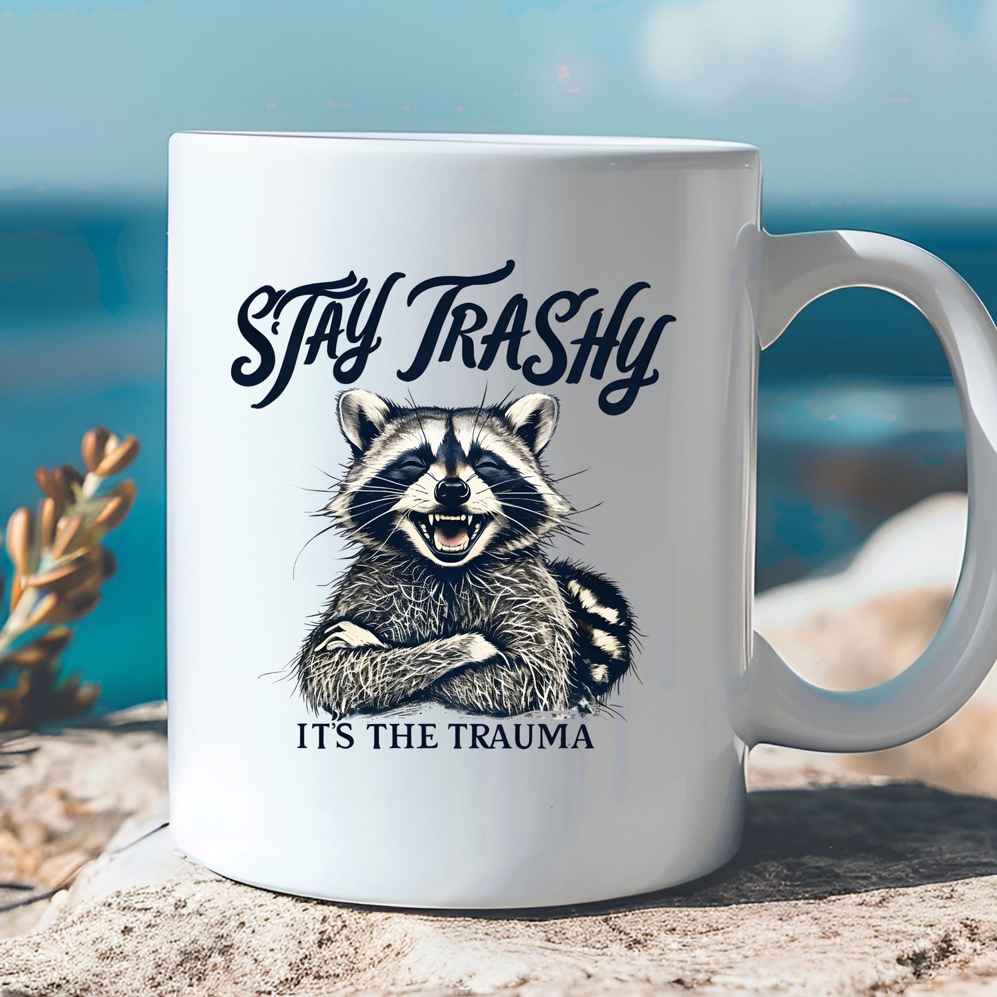 Stay Trashy Raccoon Coffee Mug, Raccoon Lover Gift, Funny Meme Mug, Trendy Mug, Animal Lover, Raccoon Gift