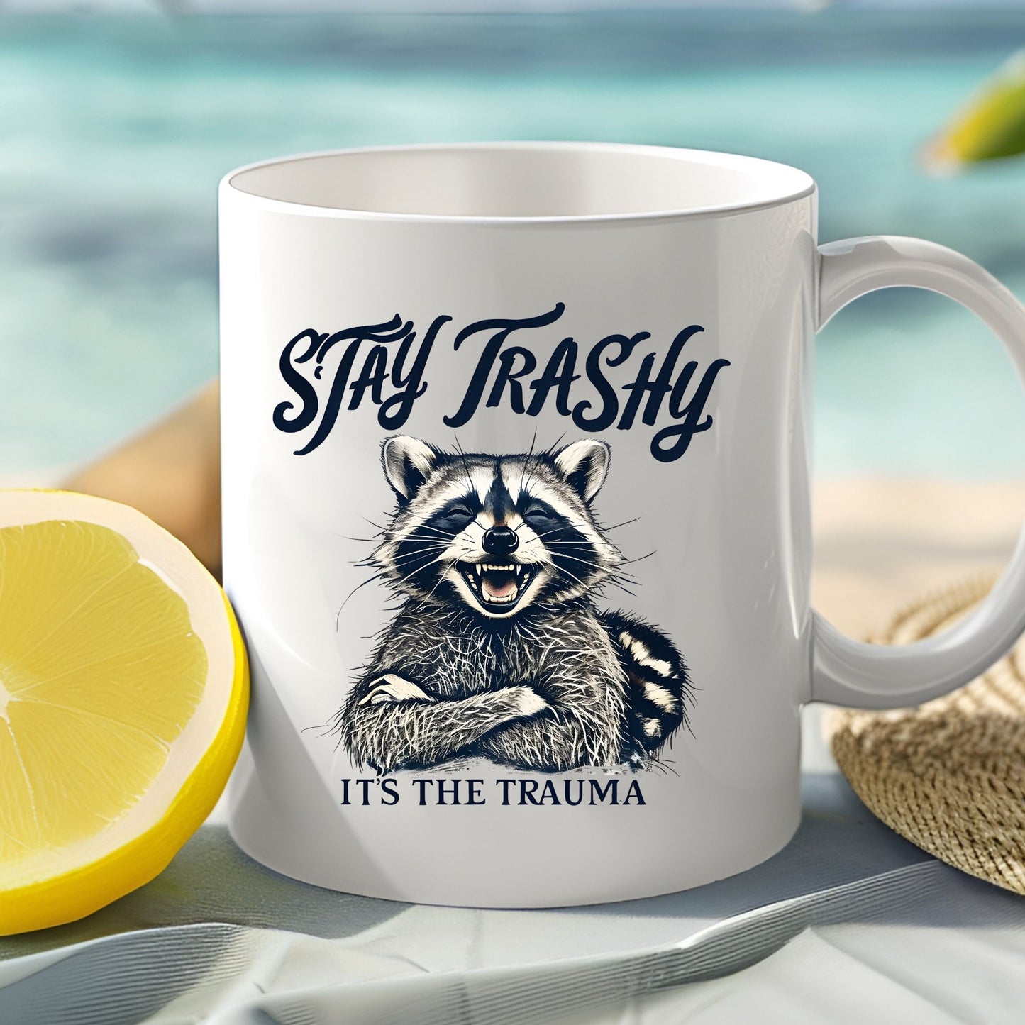 Stay Trashy Raccoon Coffee Mug, Raccoon Lover Gift, Funny Meme Mug, Trendy Mug, Animal Lover, Raccoon Gift