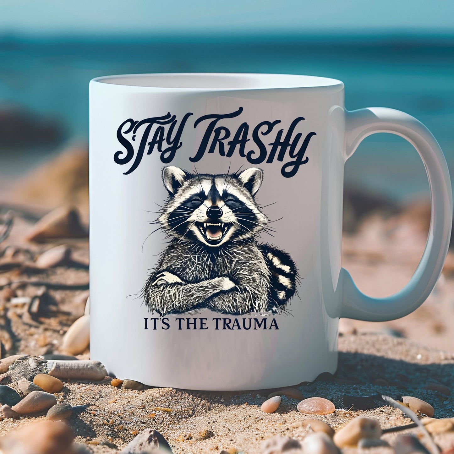 Stay Trashy Raccoon Coffee Mug, Raccoon Lover Gift, Funny Meme Mug, Trendy Mug, Animal Lover, Raccoon Gift