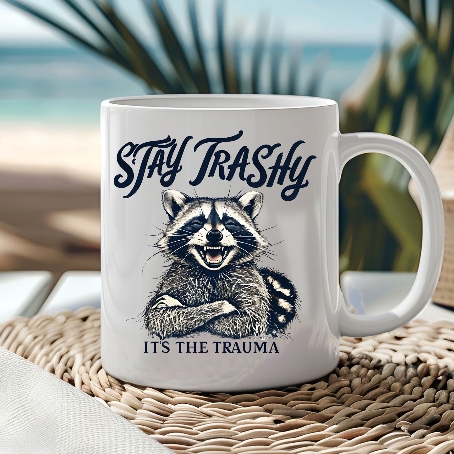 Stay Trashy Raccoon Coffee Mug, Raccoon Lover Gift, Funny Meme Mug, Trendy Mug, Animal Lover, Raccoon Gift