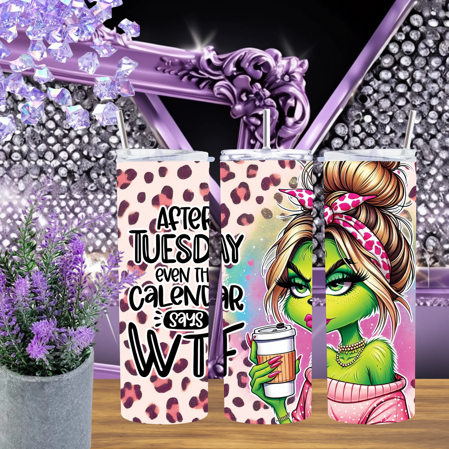 Mean One Pink Cheetah Tumbler 20oz 30oz Stainless Steel Cup Sarcastic Coffee Lover Gift Boss Lady Aesthetic Drinkware by Marie Gems