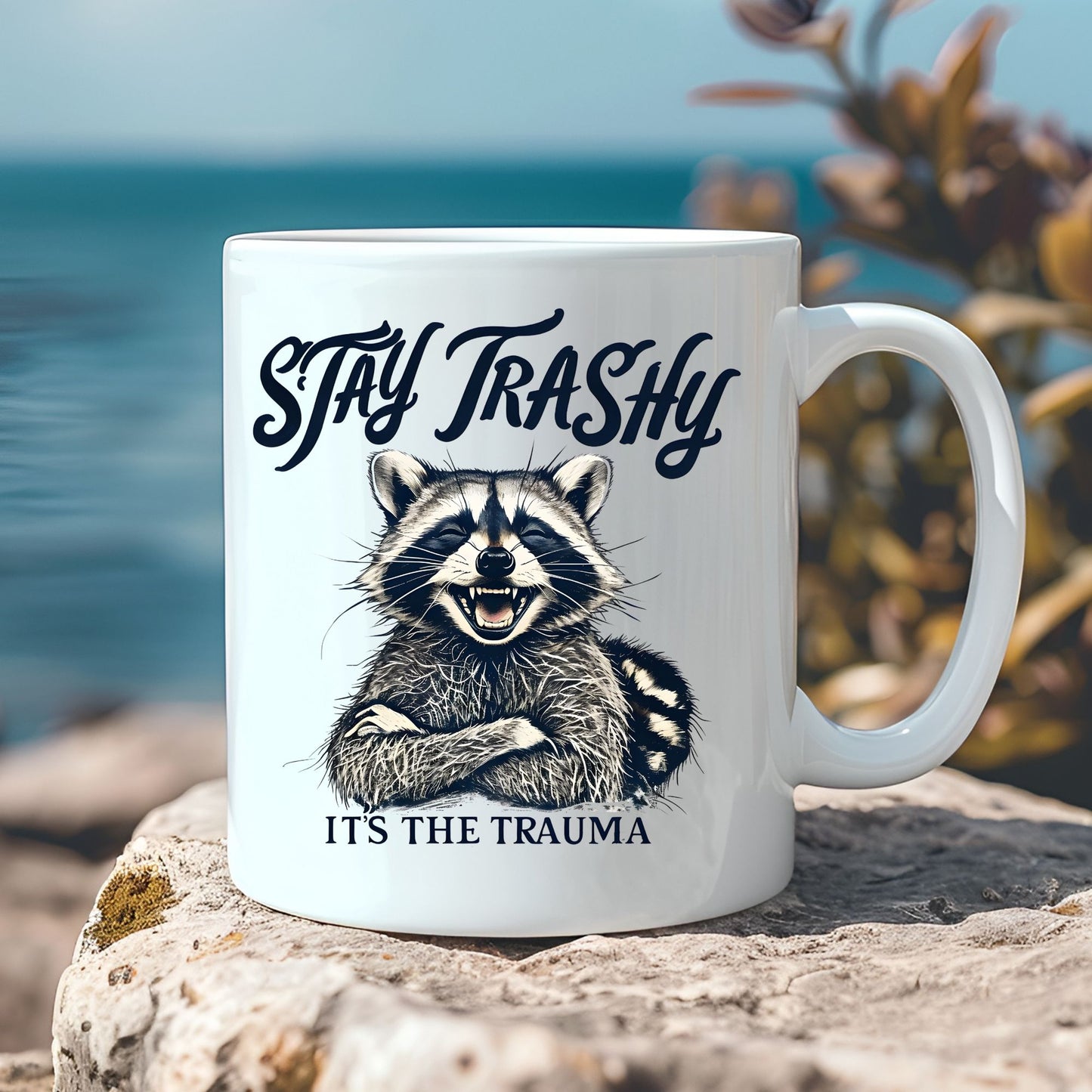 Stay Trashy Raccoon Coffee Mug, Raccoon Lover Gift, Funny Meme Mug, Trendy Mug, Animal Lover, Raccoon Gift