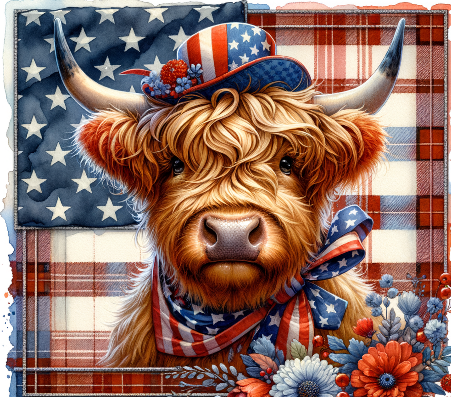Patriotic Highland Cow 20 oz Tumblers: Festive 4th of July & USA Flag Designs | Insulated Drinkware
