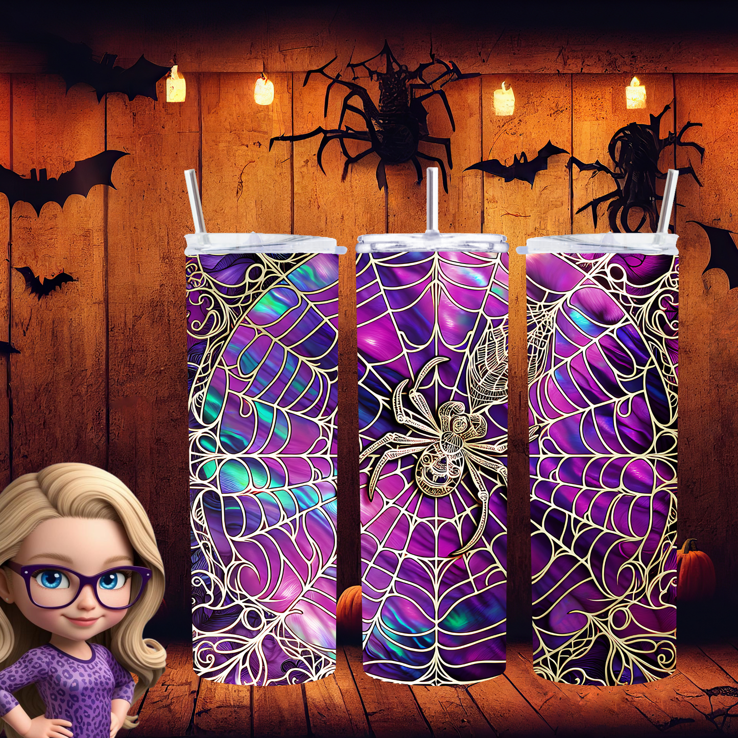 Spellbound Spider Web Halloween Tumbler – Handmade Spooky Drinkware