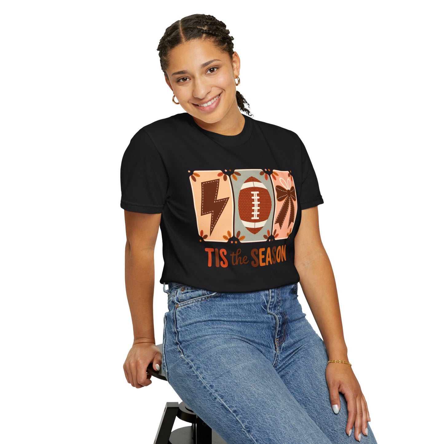 Tis the Season Comfort Colors T-shirt - Autumn Football and Pumpkin Spice Graphic Tee