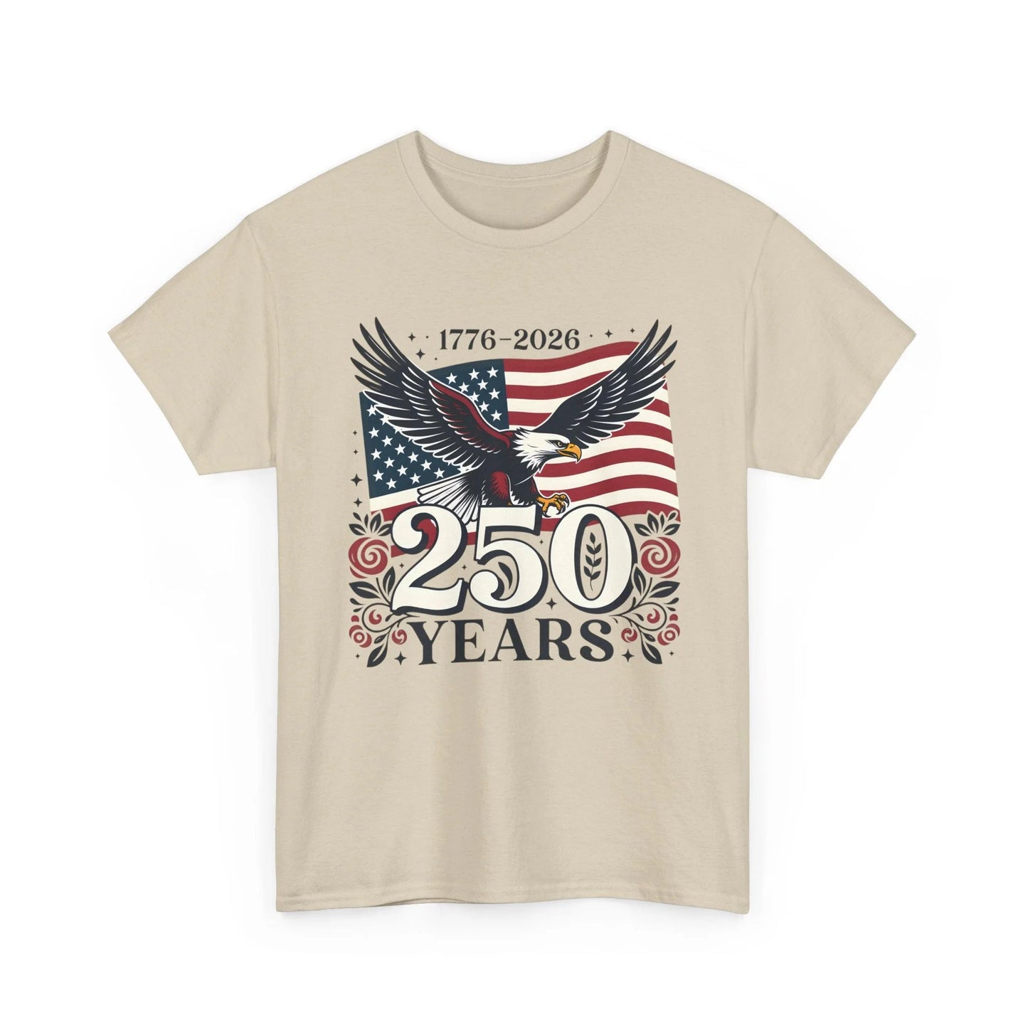 250 Years Eagle American Flag T-Shirt — 1776-2026 Patriotic Anniversary Tee by Printify