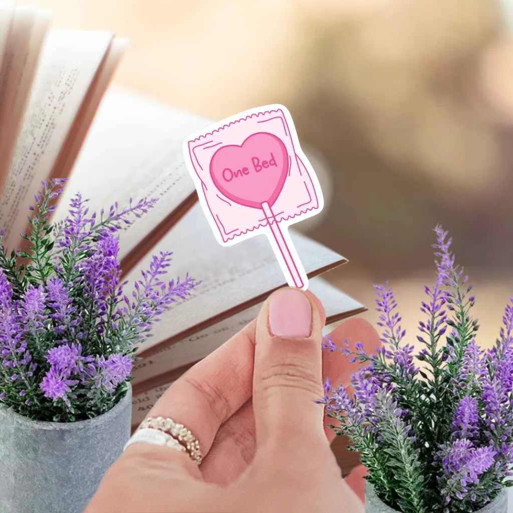 One Bed Lollipop Sticker For Smutty Romance Fans BookTok Aesthetic Coquette Style Kindle Sticker by Marie Gems