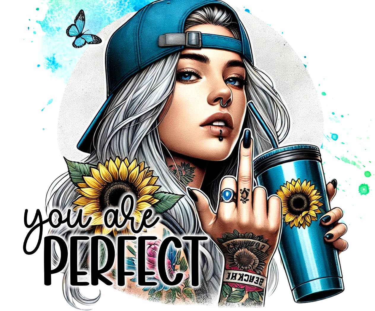 Empowering 20 oz Tumblers: Unique Tattooed Women & Positive Affirmations | Durable Insulated Drinkware
