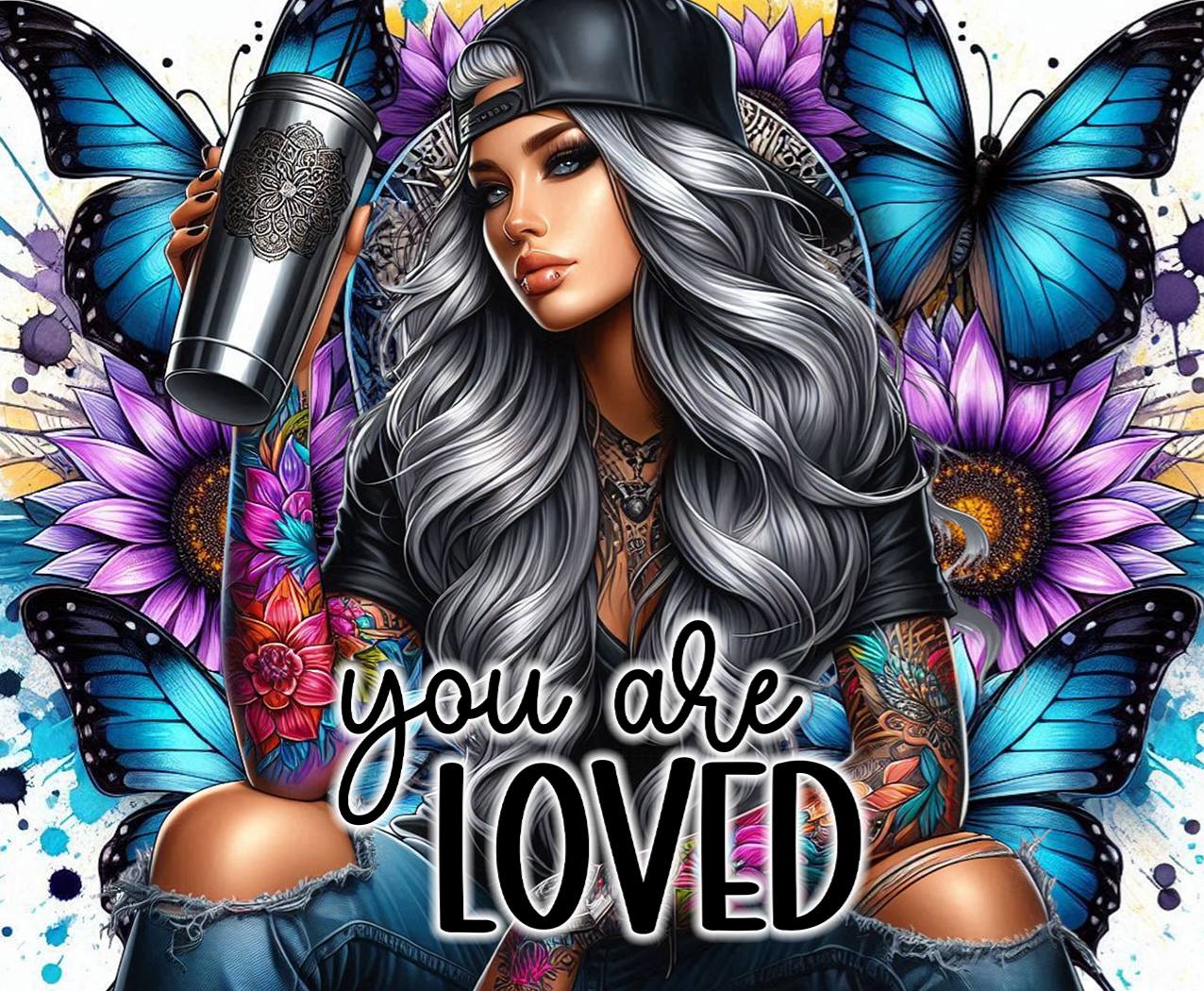Empowering 20 oz Tumblers: Unique Tattooed Women & Positive Affirmations | Durable Insulated Drinkware