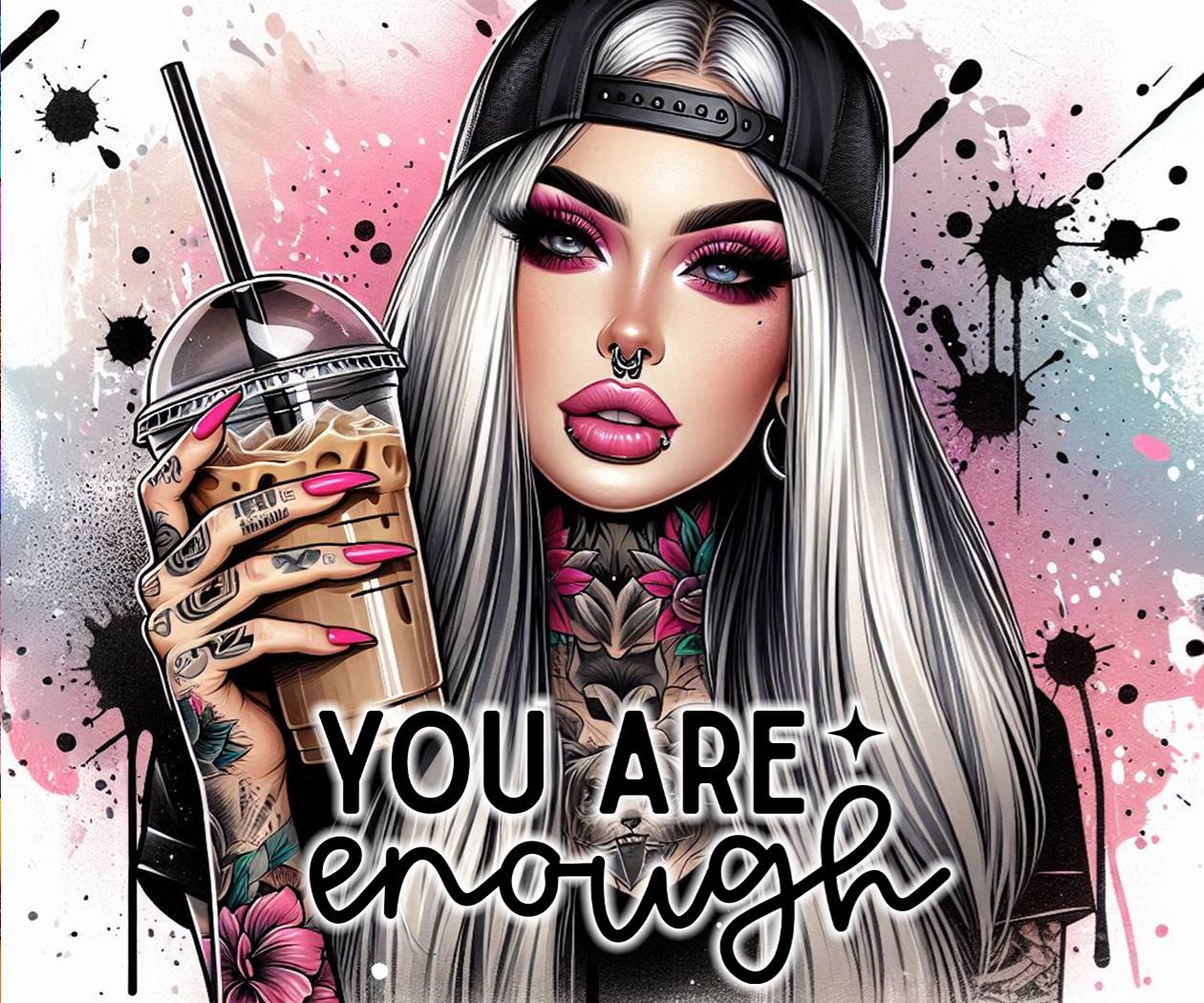 Empowering 20 oz Tumblers: Unique Tattooed Women & Positive Affirmations | Durable Insulated Drinkware