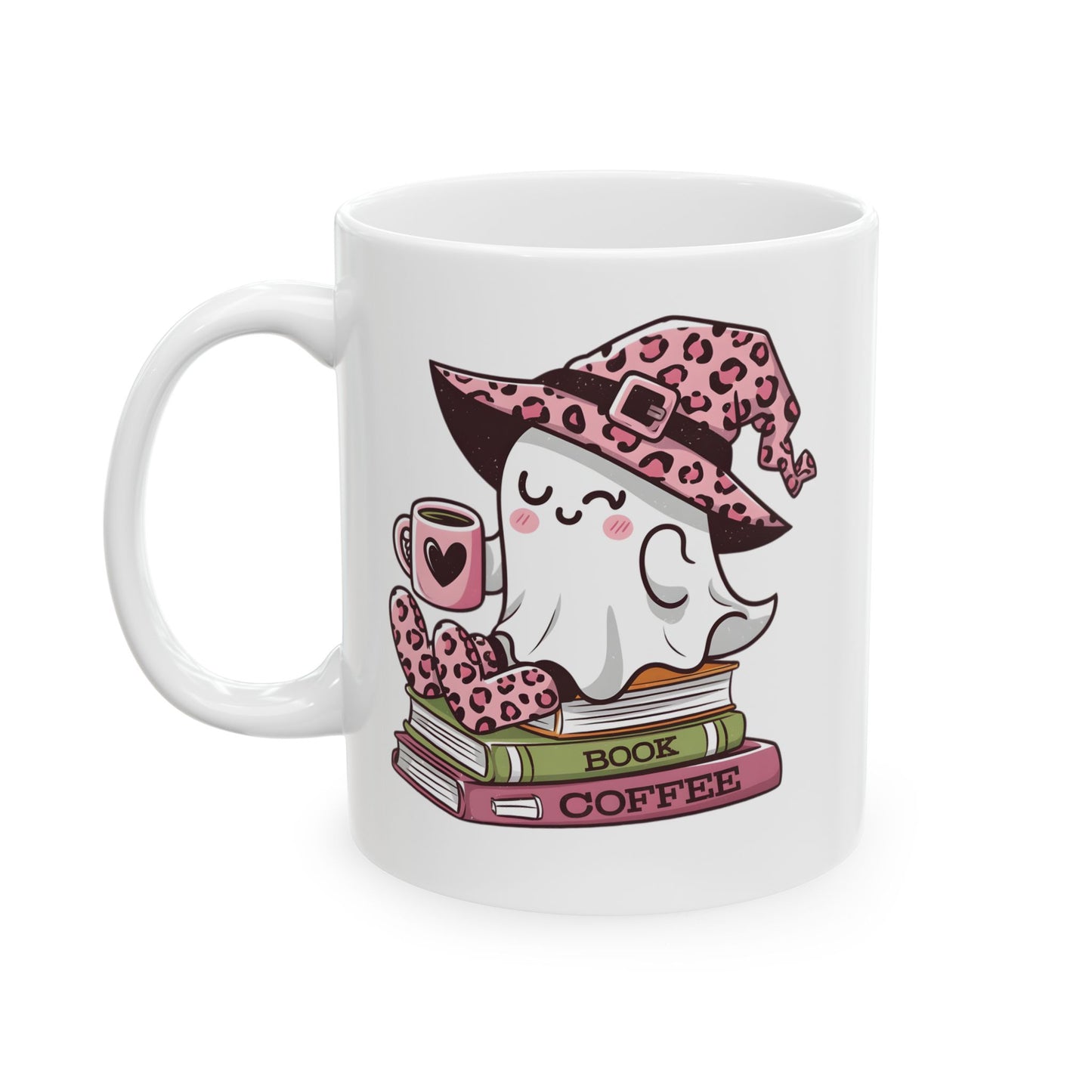 Spooky Ghost Coffee Mug, Cute Halloween Book Mug, Ghost Lover Coffee Mug, Bookworm Ghost Mug, Halloween Tea Cup, Coffee Lover Gift