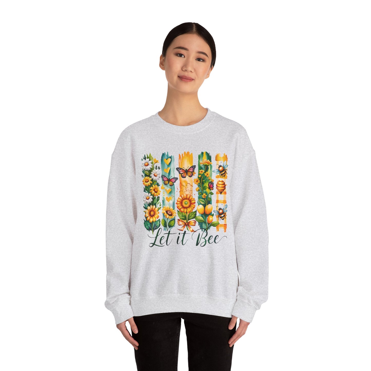 Floral & Insect "Let It Bee" Sweatshirt - Cozy Nature-Inspired Pullover