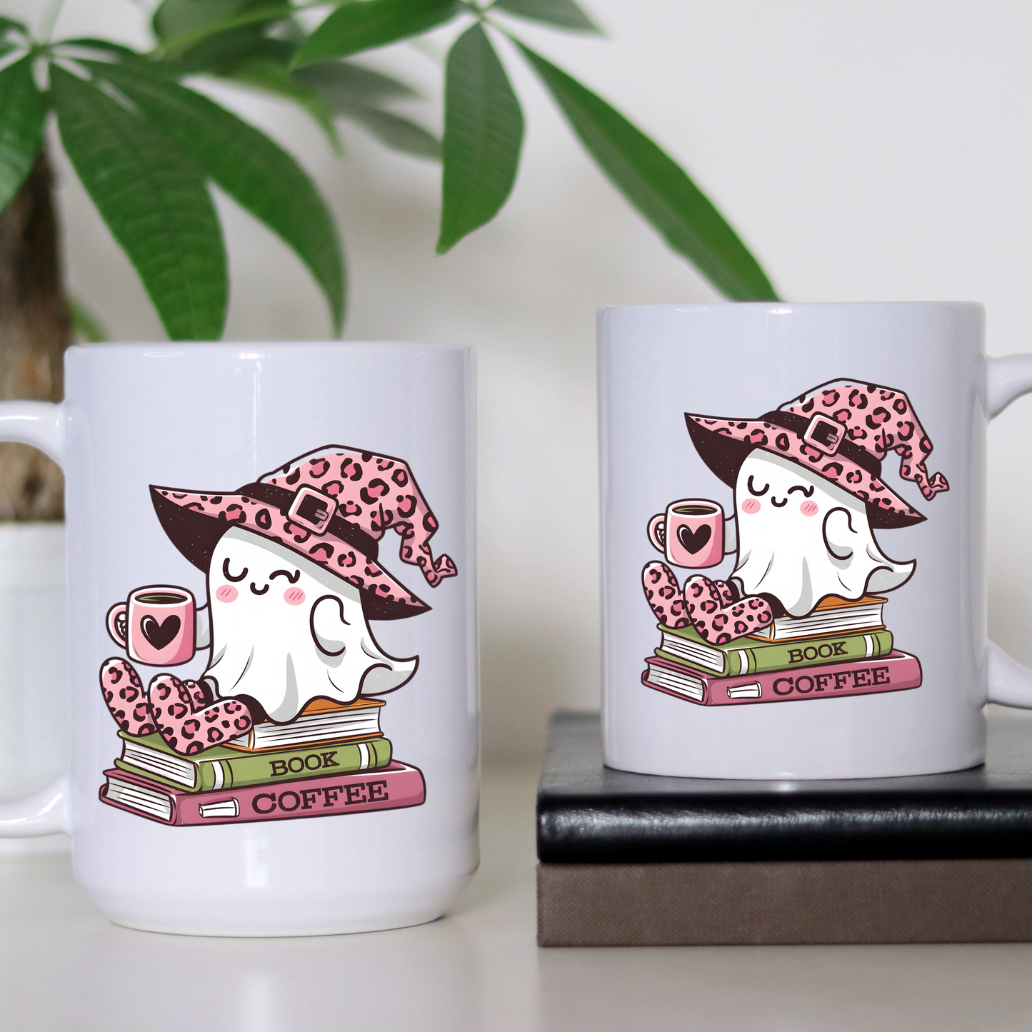 Spooky Ghost Coffee Mug, Cute Halloween Book Mug, Ghost Lover Coffee Mug, Bookworm Ghost Mug, Halloween Tea Cup, Coffee Lover Gift