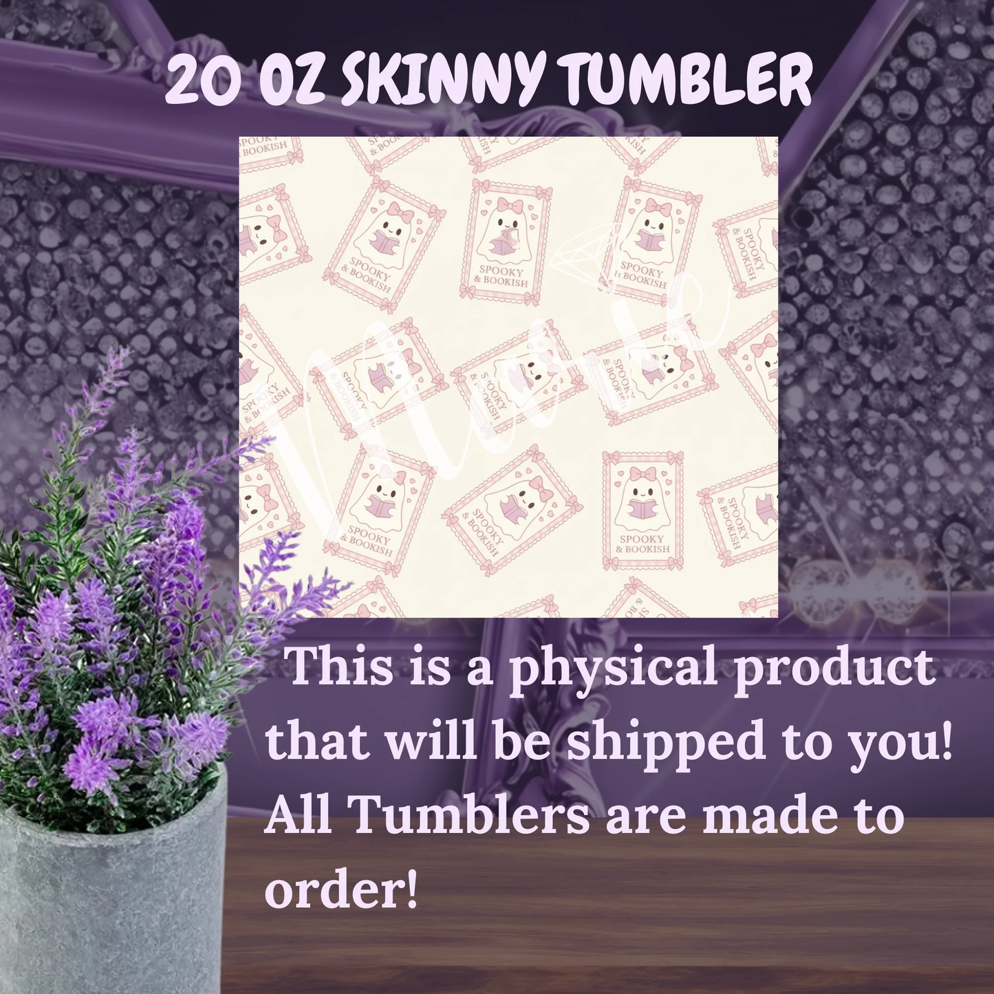 Spooky And Bookish Ghost Tumbler 20oz Stainless Steel Insulated Cup For Readers Everywhere by Marie Gems