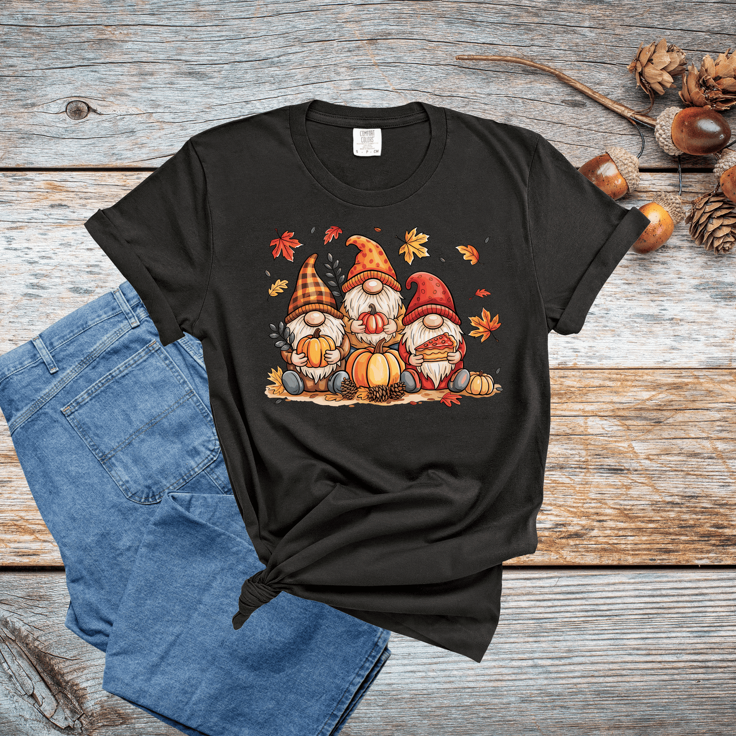 Cozy Autumn Gnomes Comfort Colors T-shirt - Thanksgiving and Fall Harvest Graphic Tee