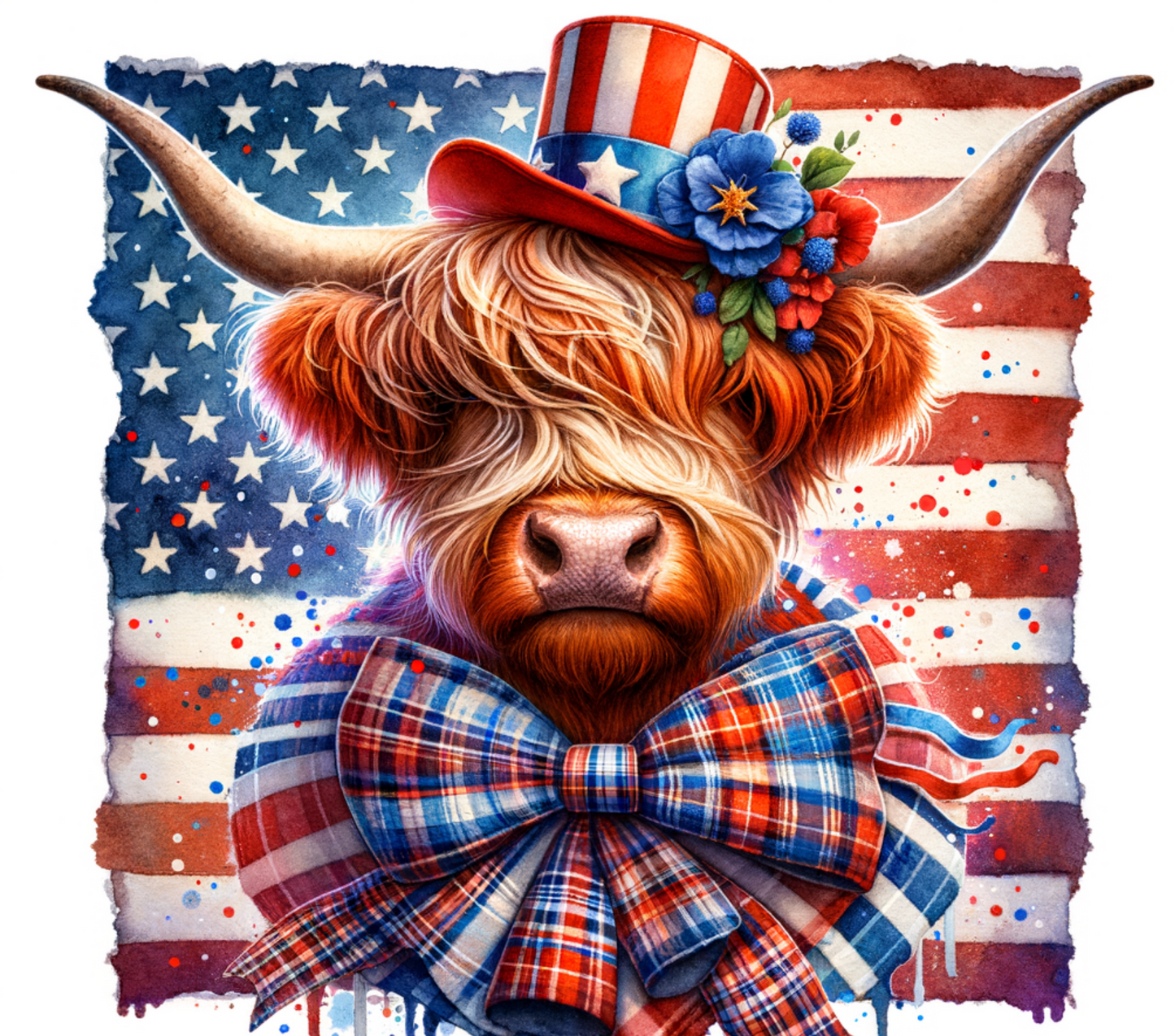 Patriotic Highland Cow 20 oz Tumblers: Festive 4th of July & USA Flag Designs | Insulated Drinkware