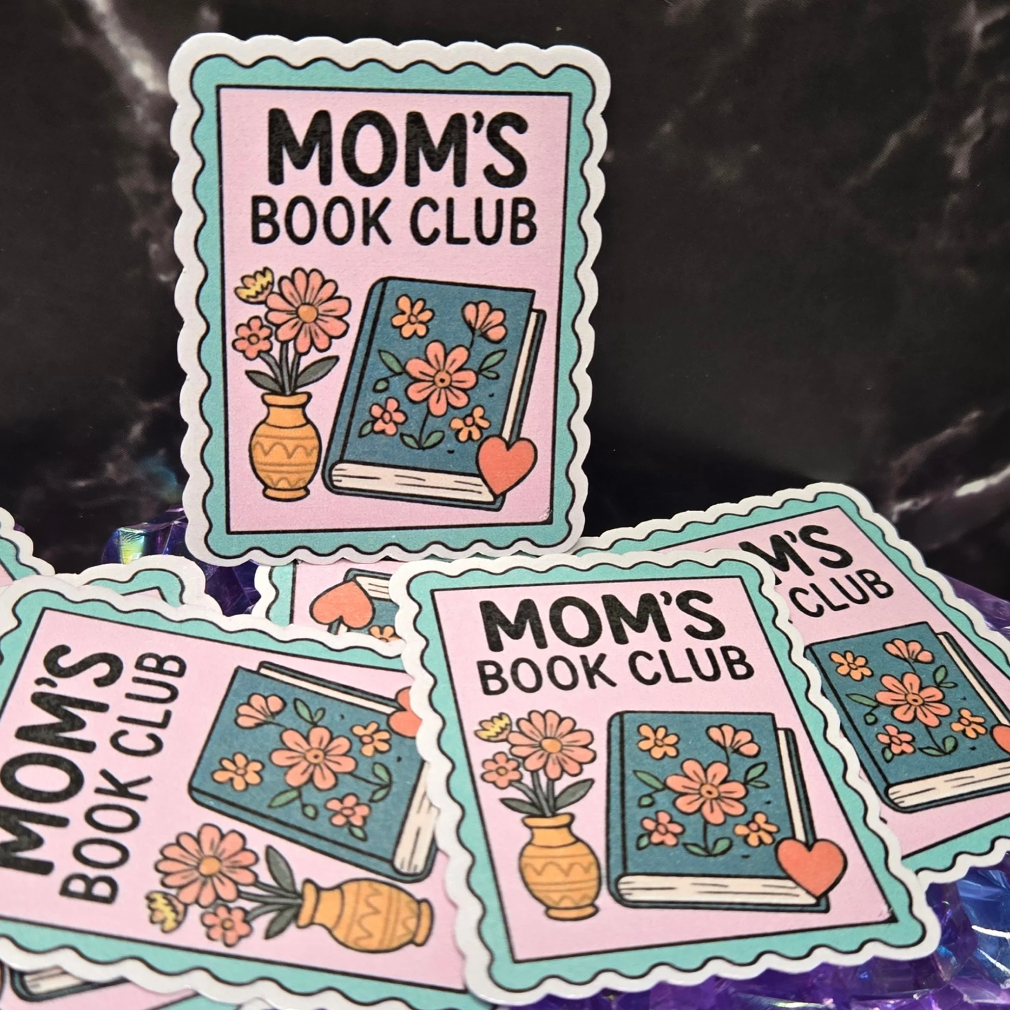 Moms Book Club Sticker Sweet Floral Reading Decal For Busy Moms And Book Lovers Perfect Mothers Gift by Marie Gems