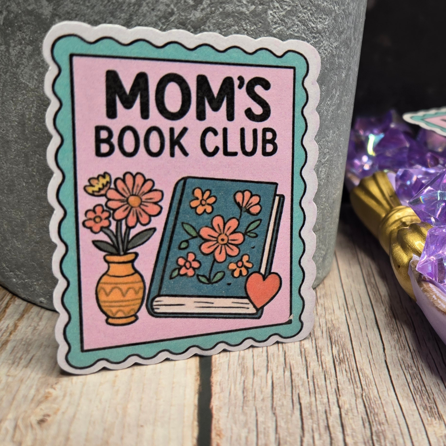 Mom's Book Club Sticker - Sweet Floral Reading Decal for Busy Moms & Book Lovers - Perfect Mother's Gift