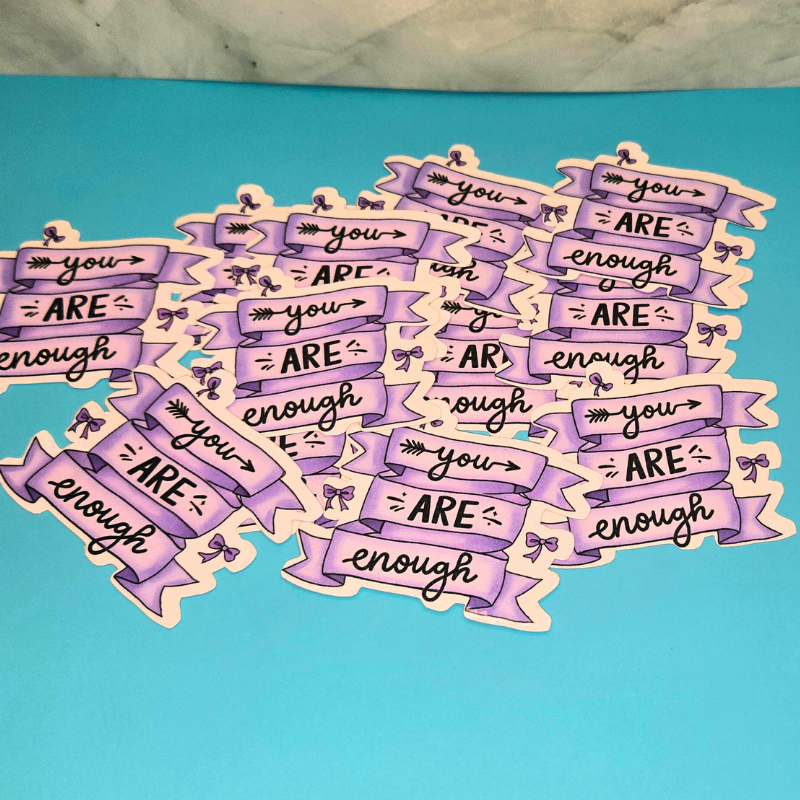 You Are Enough Sticker - Inspirational Quote Decal for Daily Motivation (2x2 Inches)