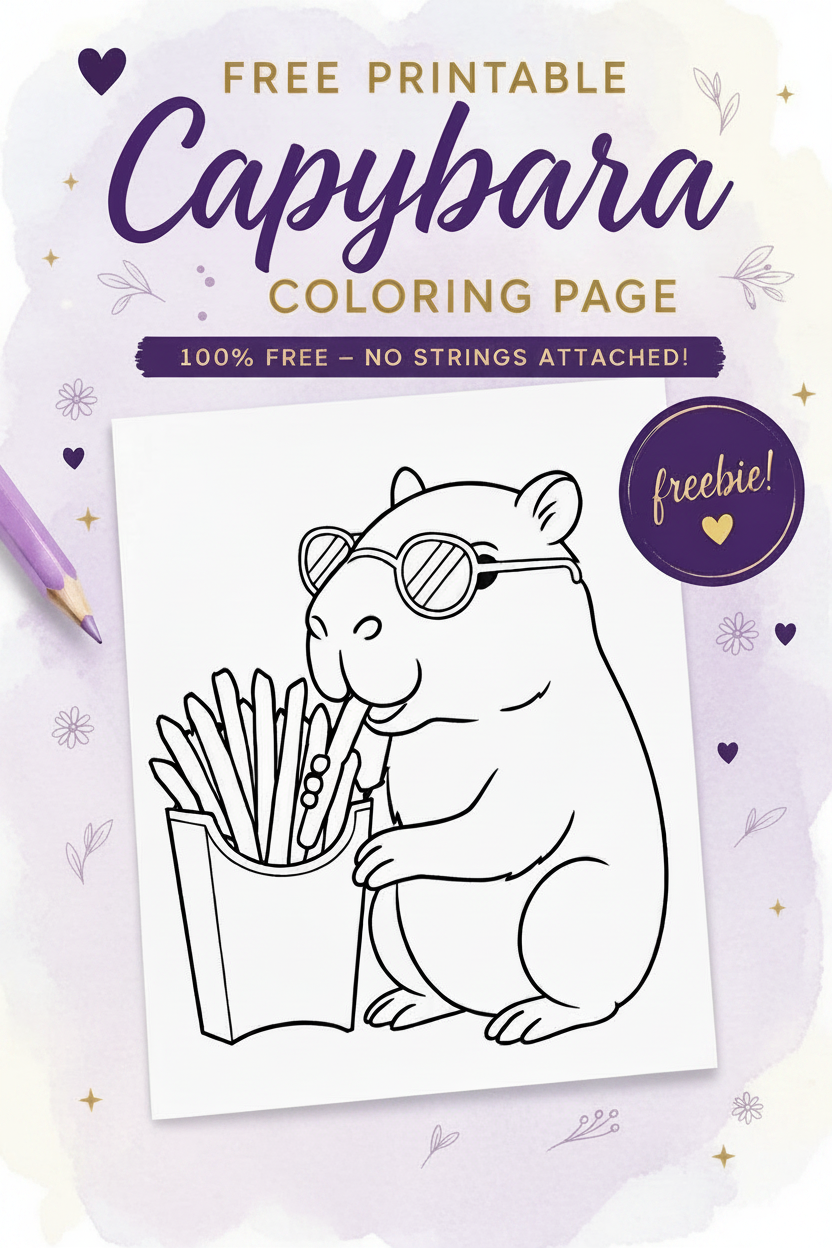 🦫 Free Capybara Coloring Page Printable