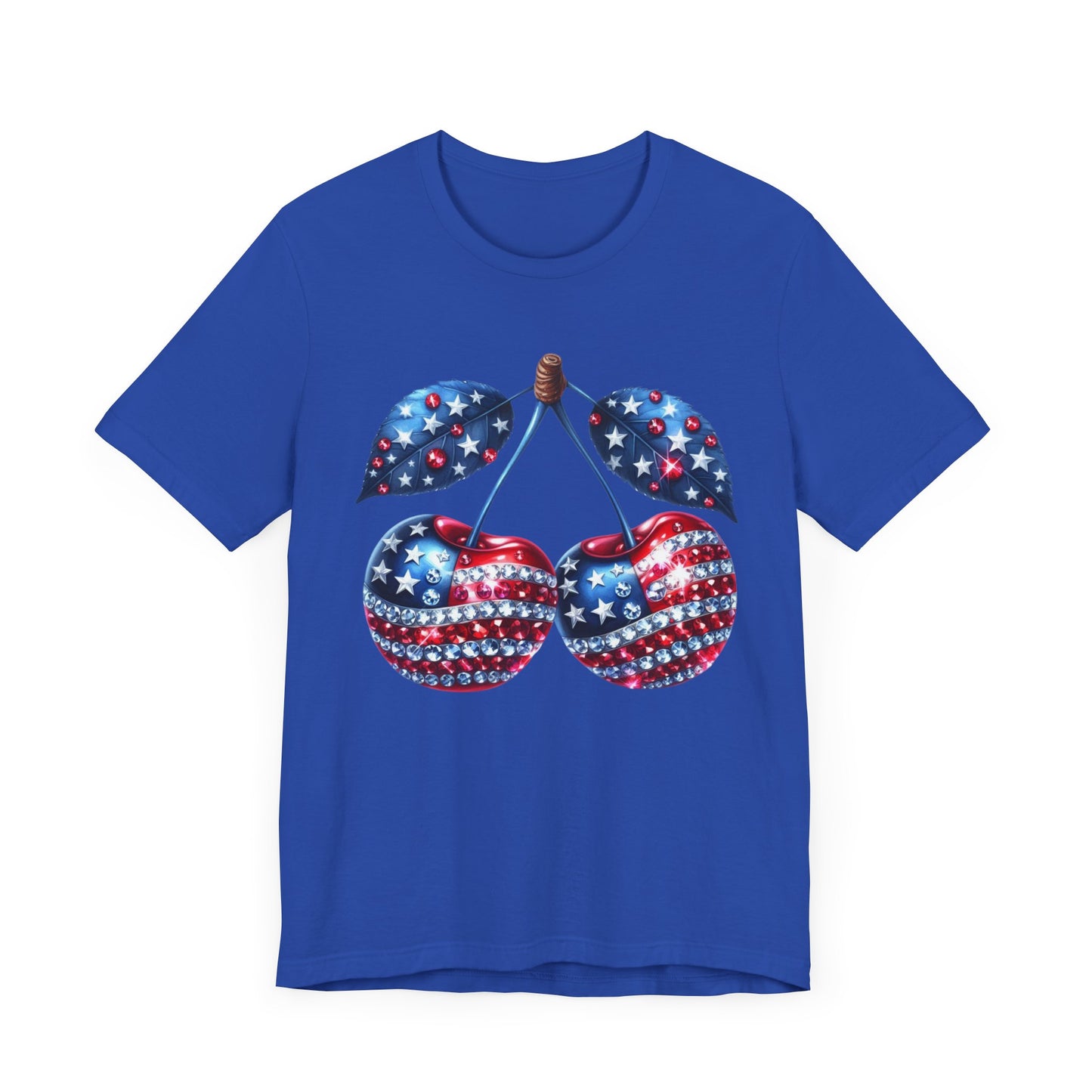 Sparkling Patriotic Cherry T-Shirt: Red, White & Blue American Pride Tee