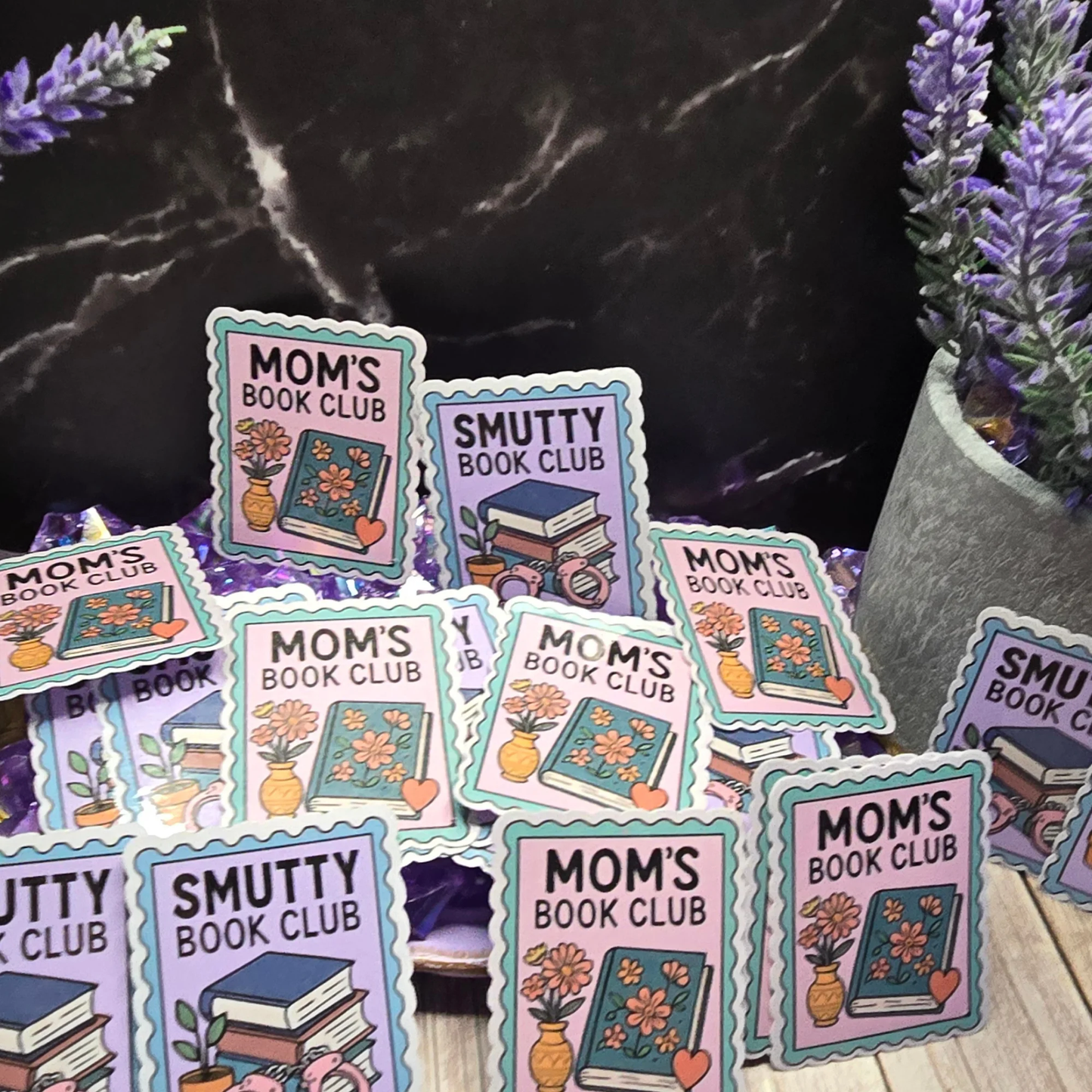Book Club Sticker Bundle: "Mom's Book Club" & "Smutty" Reader Decals - Diverse Literary Fun by Marie Gems