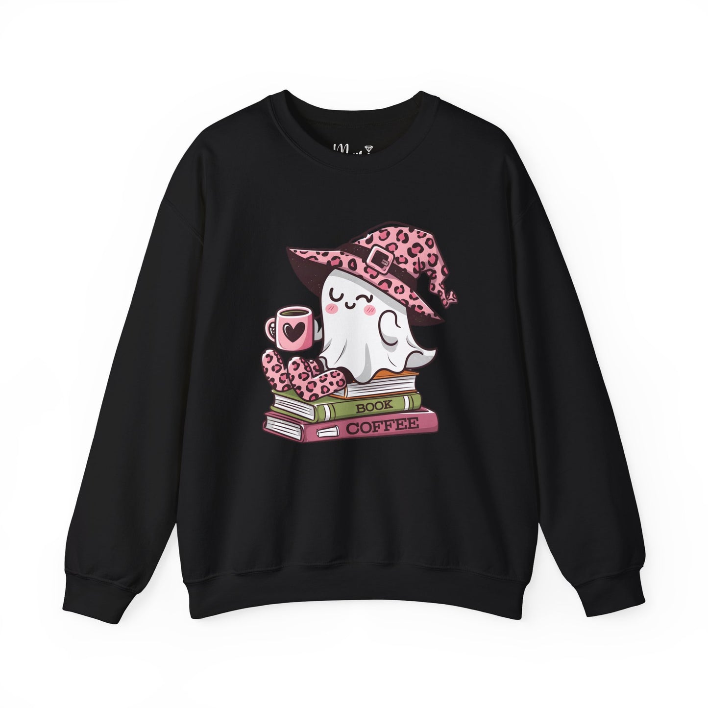 Spooky Ghost Reading Sweatshirt, Cute Halloween Coffee Jumper, Book Lover Halloween Sweater, Ghost with a Book Sweatshirt, Vintage Halloween