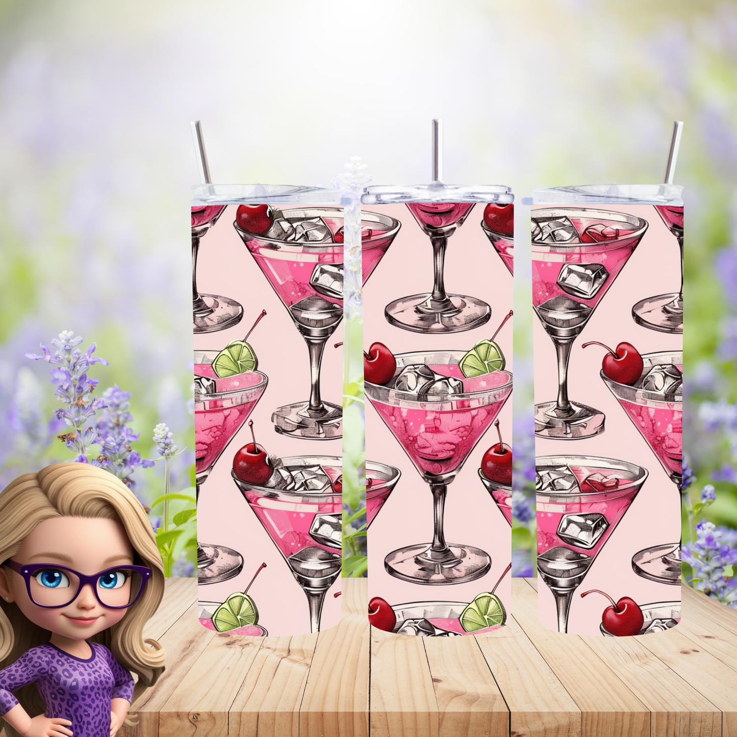 Cheers to Style: Pink Martini Pattern 20 oz Tumbler - Sip in Sweet Sophistication