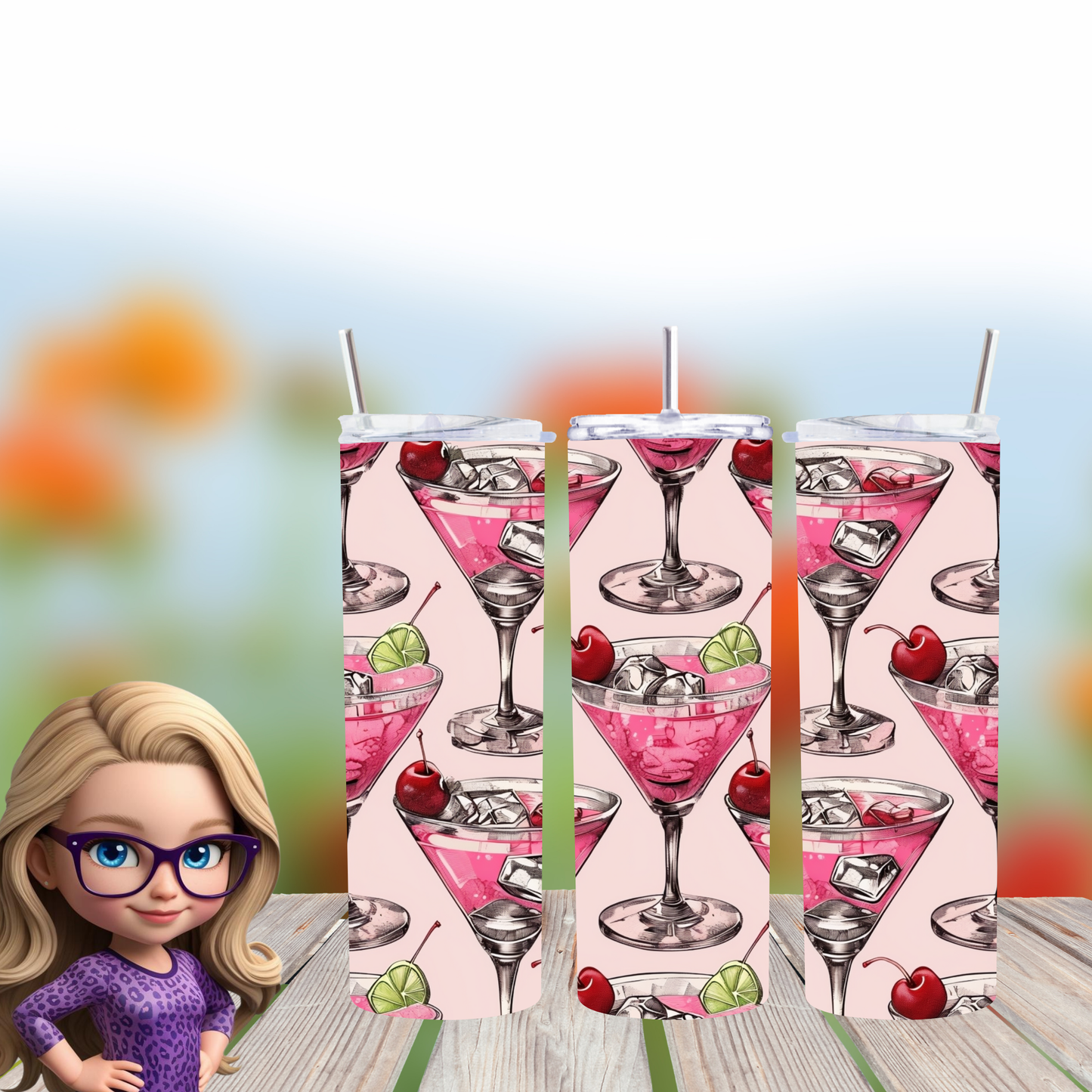 Cheers to Style: Pink Martini Pattern 20 oz Tumbler - Sip in Sweet Sophistication