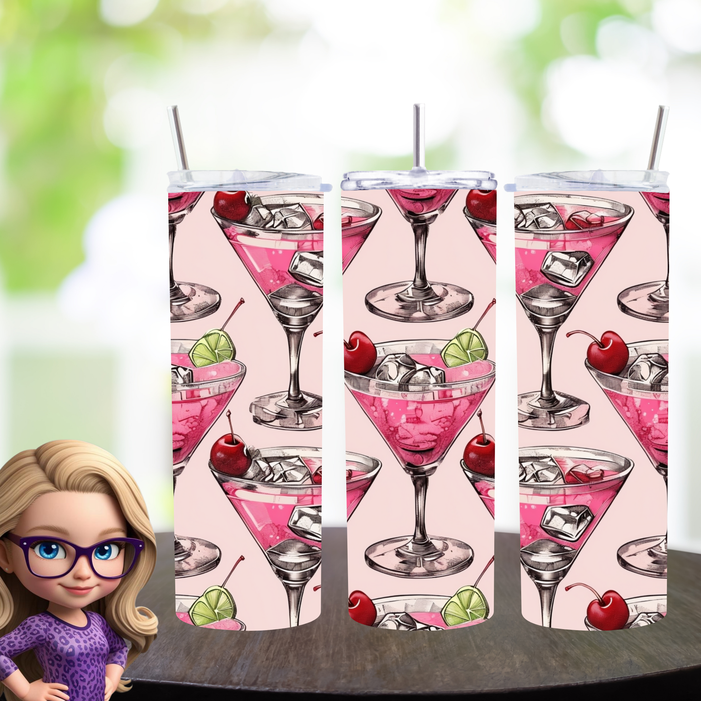 Cheers to Style: Pink Martini Pattern 20 oz Tumbler - Sip in Sweet Sophistication