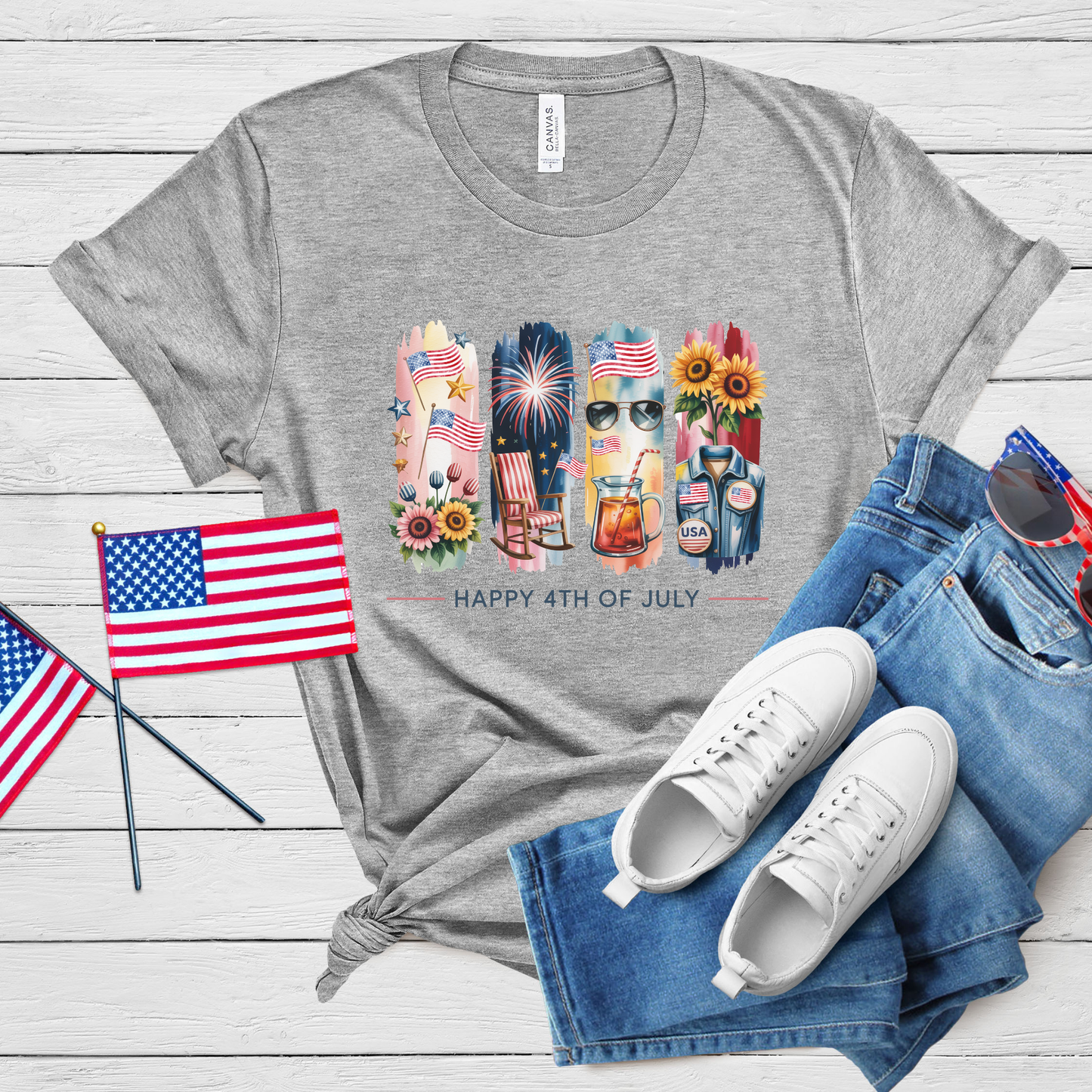 Happy 4th of July USA Pride Tee - Patriotic Flag & Americana Style Shirt