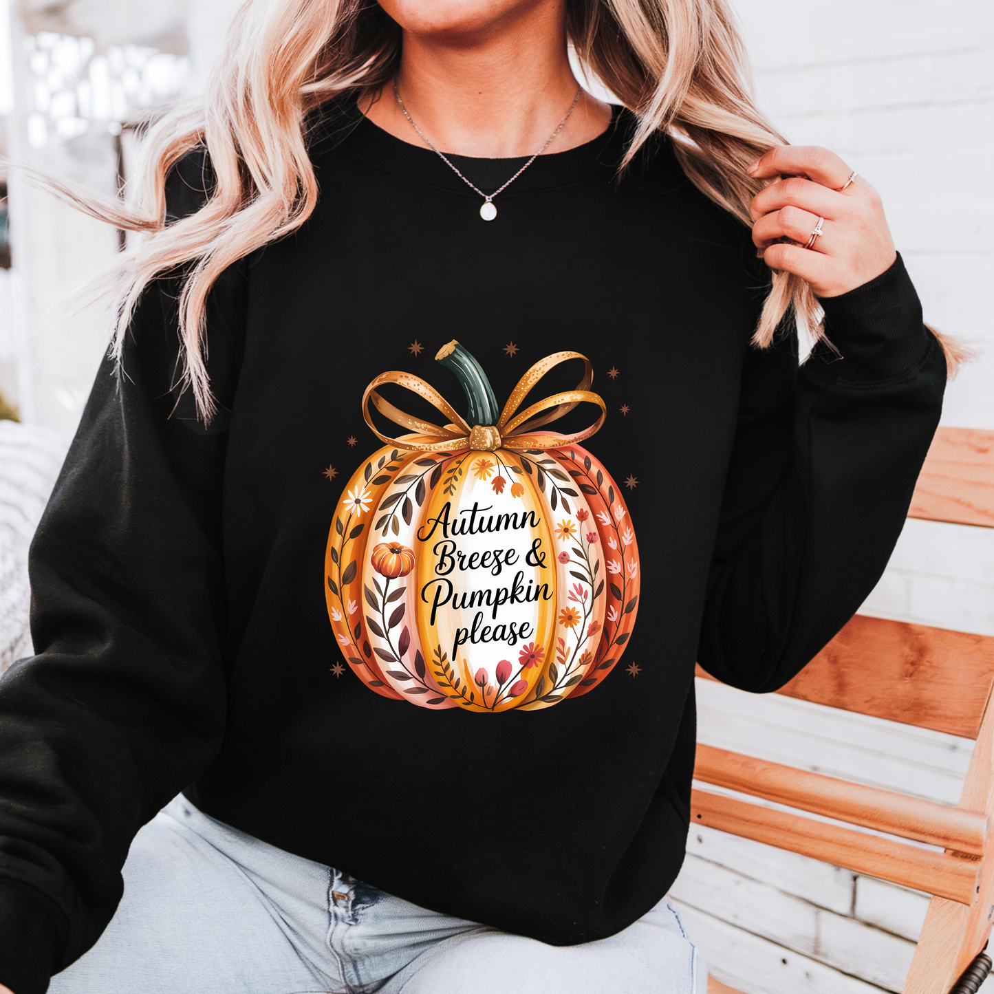 Autumn Breeze & Pumpkin Please Sweatshirt, Vintage Style Fall Sweater, Pumpkin Season Jumper, Pumpkin Spice Sweatshirt, Fall Harvest Festival Jumper