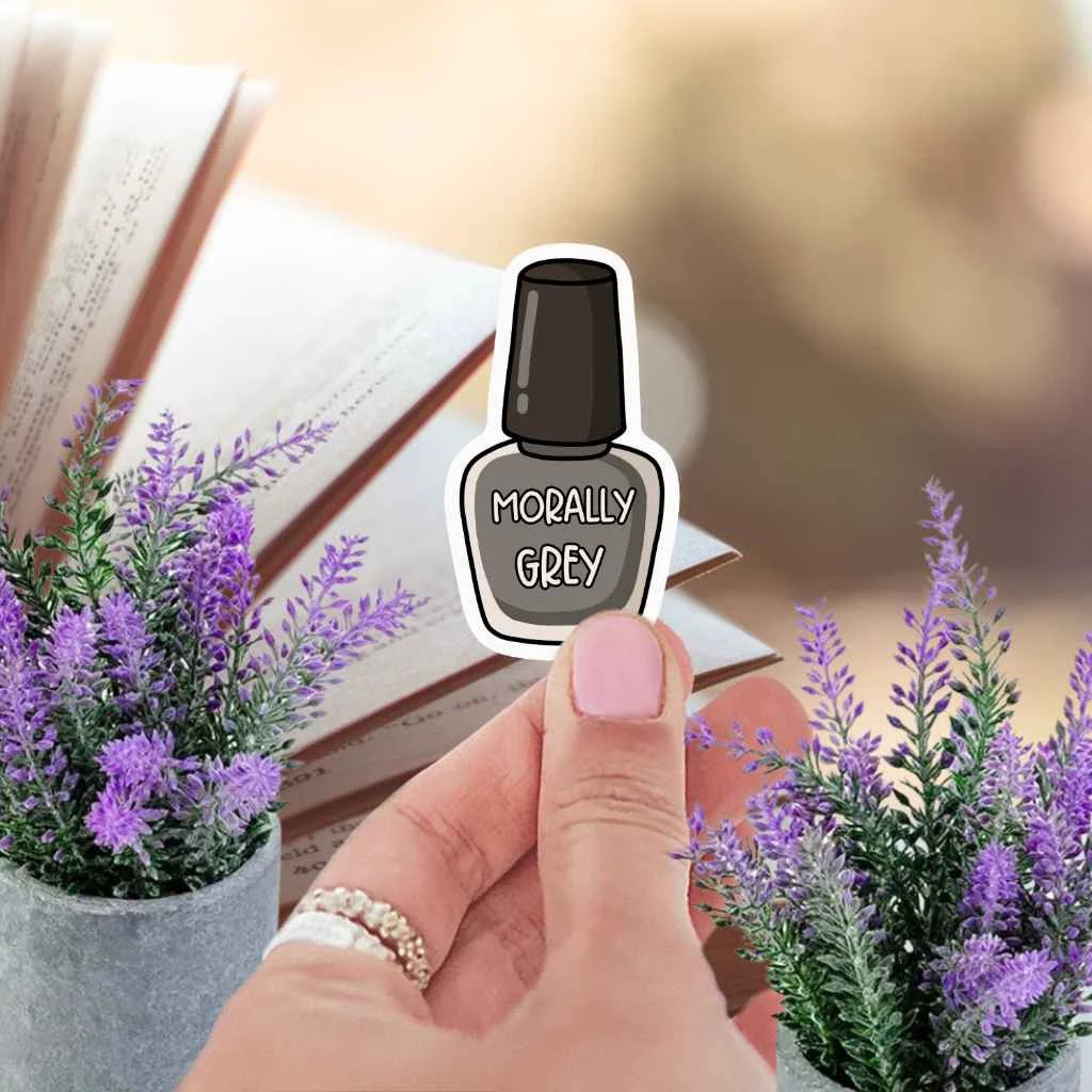 Morally Grey Nail Polish Sticker For BookTok Fans Kindle Readers Spicy Romance Smutty Fantasy Book Club Lovers by Marie Gems