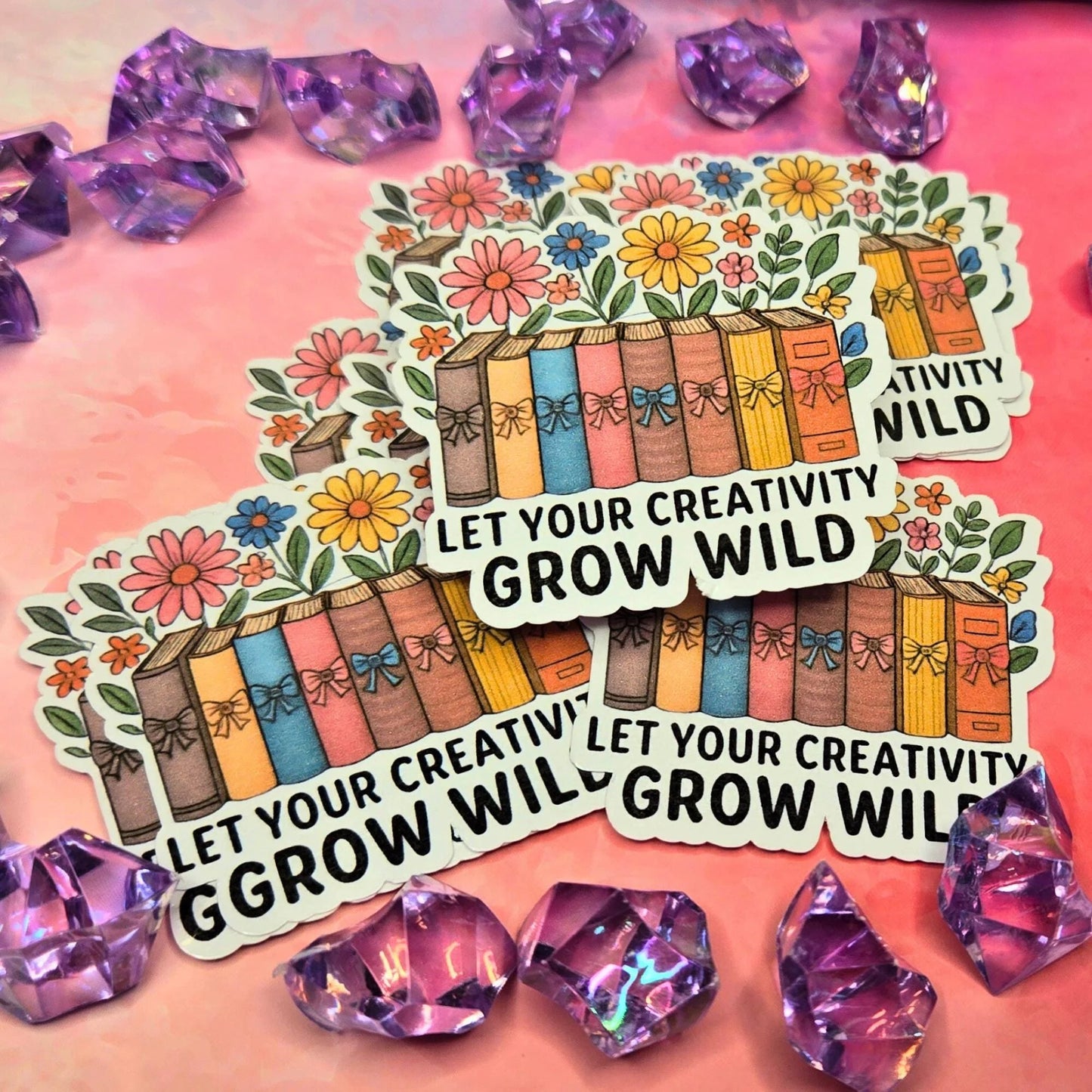 Grow Your Creativity Sticker - Wildflower Books Decal - Floral Reader Art - Inspirational Sticker - Laptop, Planner